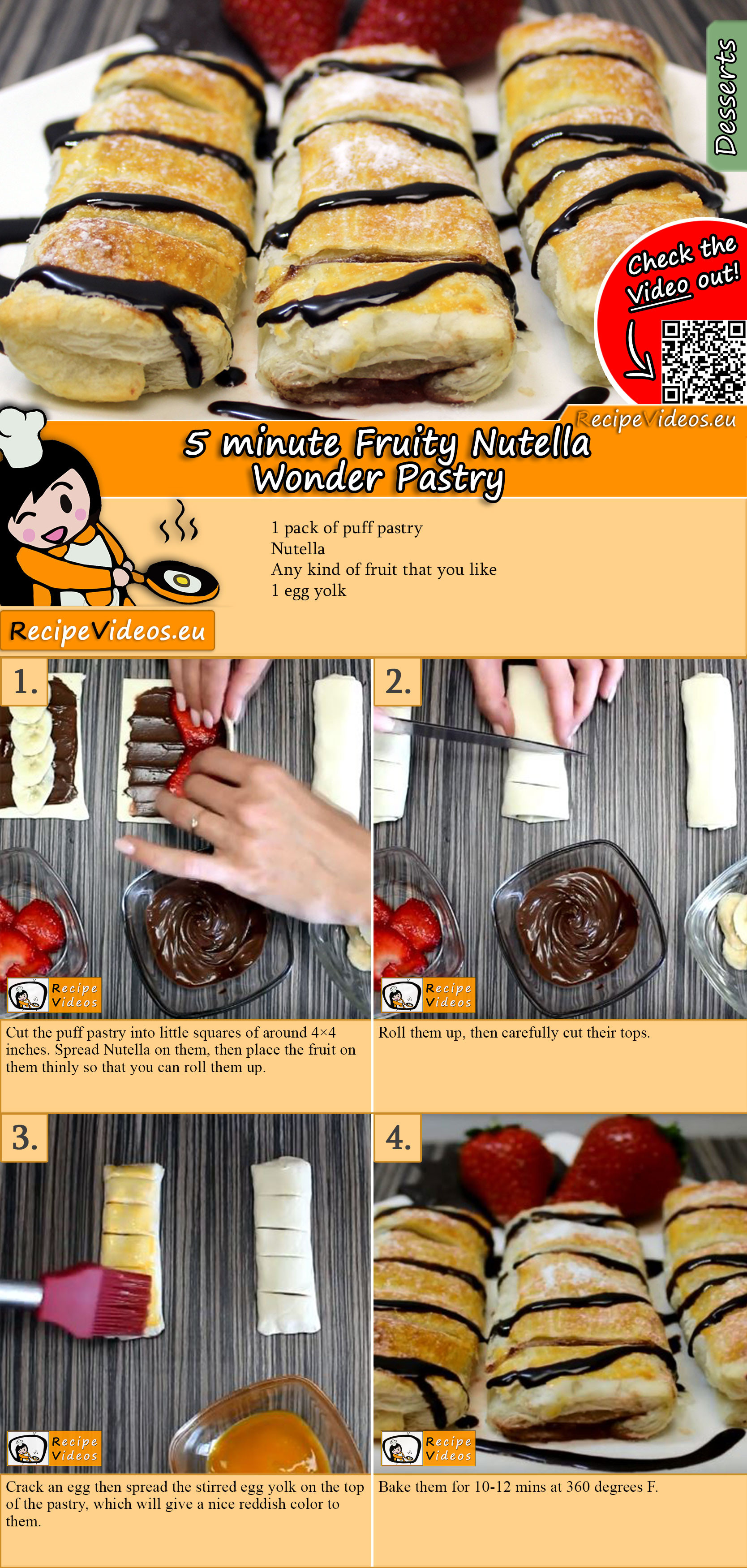5 minute Fruity Nutella Wonder Pastry recipe with video