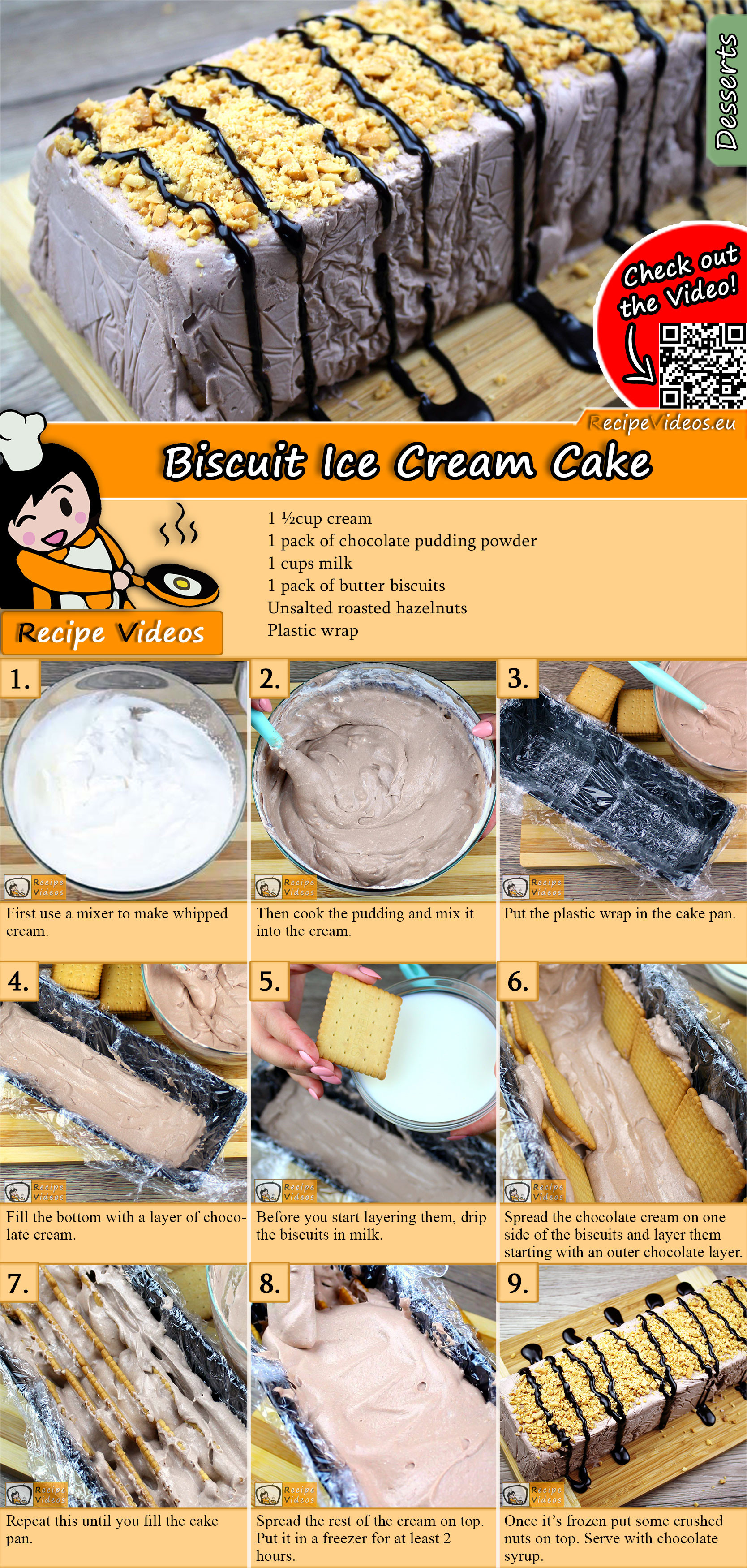 Biscuit Ice Cream Cake recipe with video