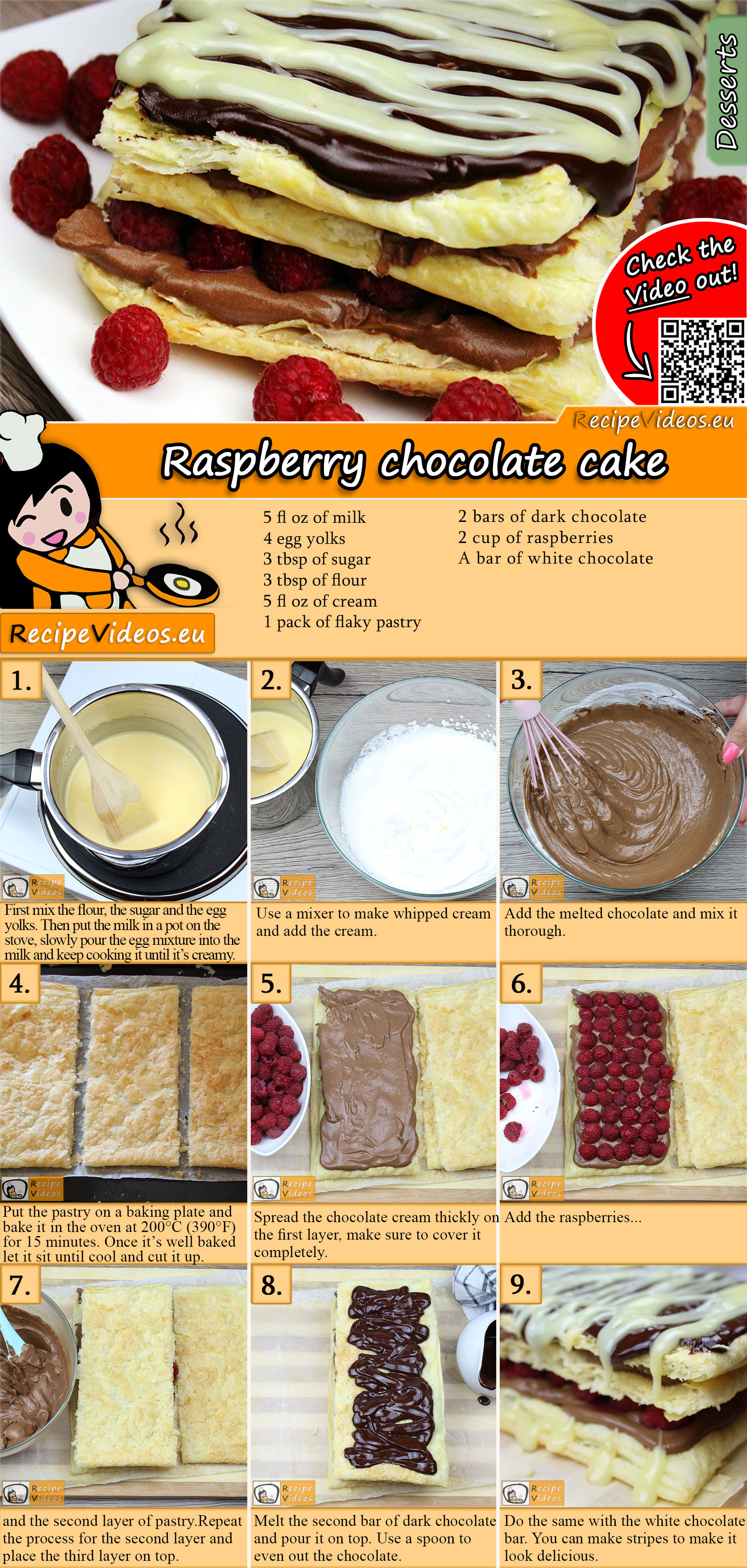 Raspberry chocolate cake recipe with video