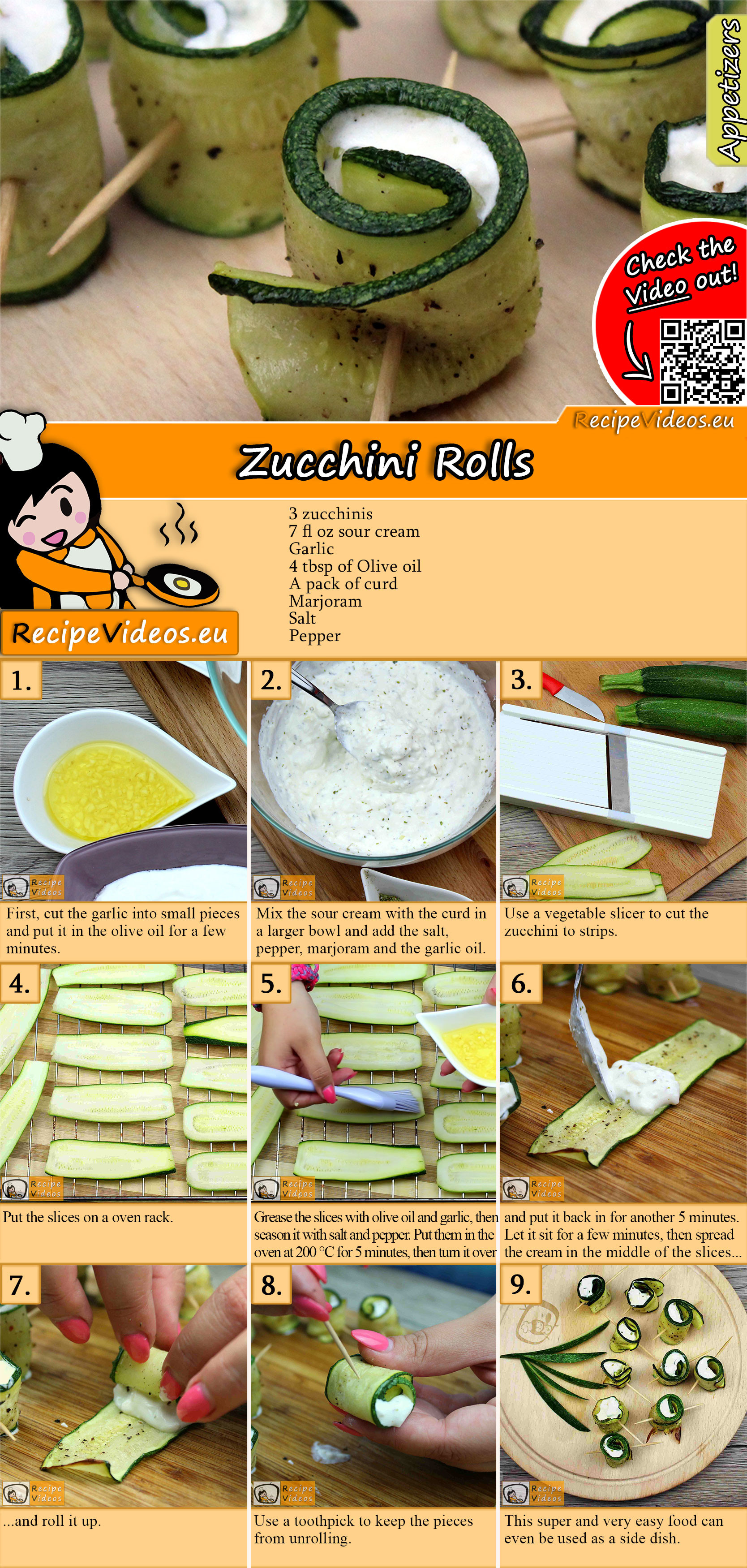 Zucchini rolls recipe with video
