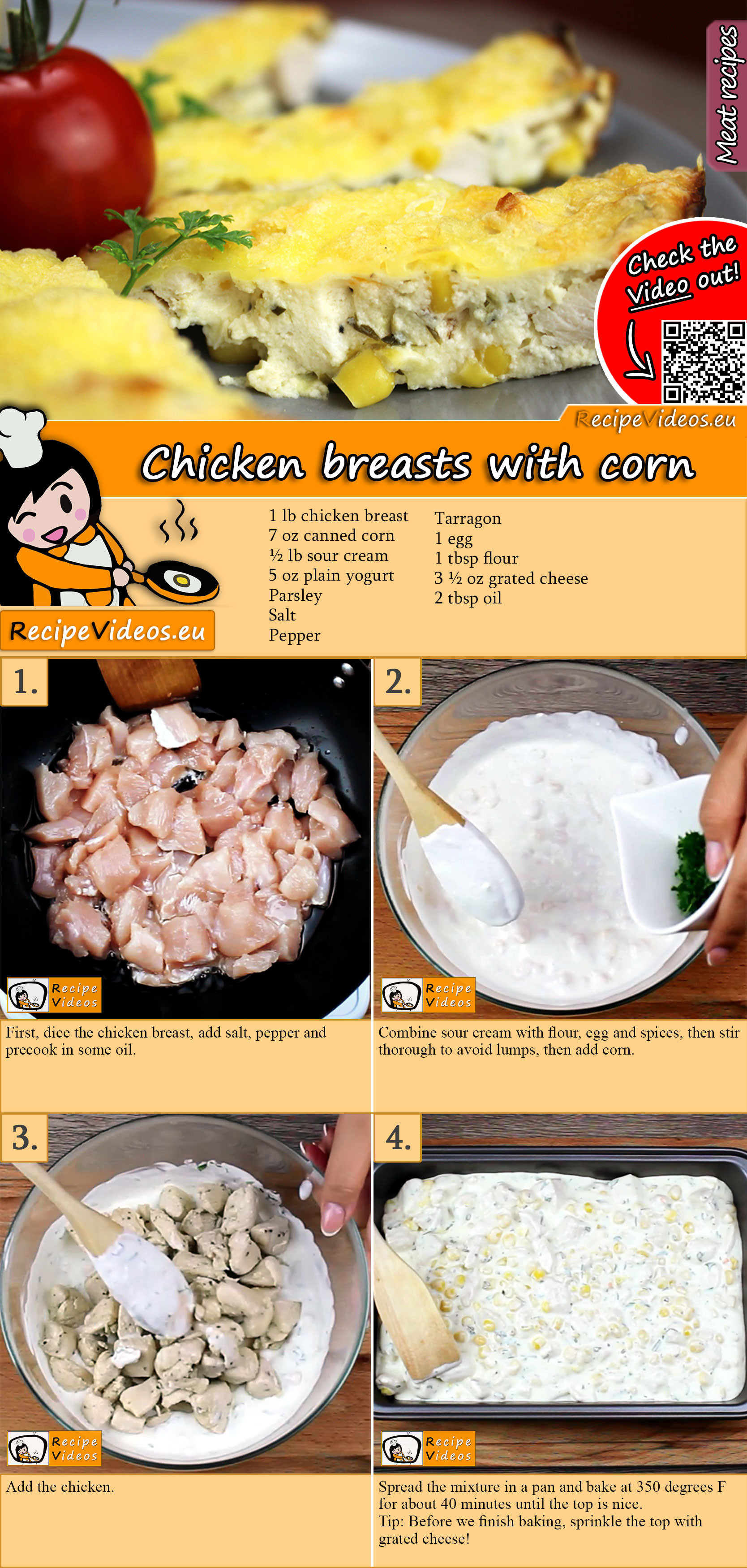 Chicken breasts with corn recipe with video