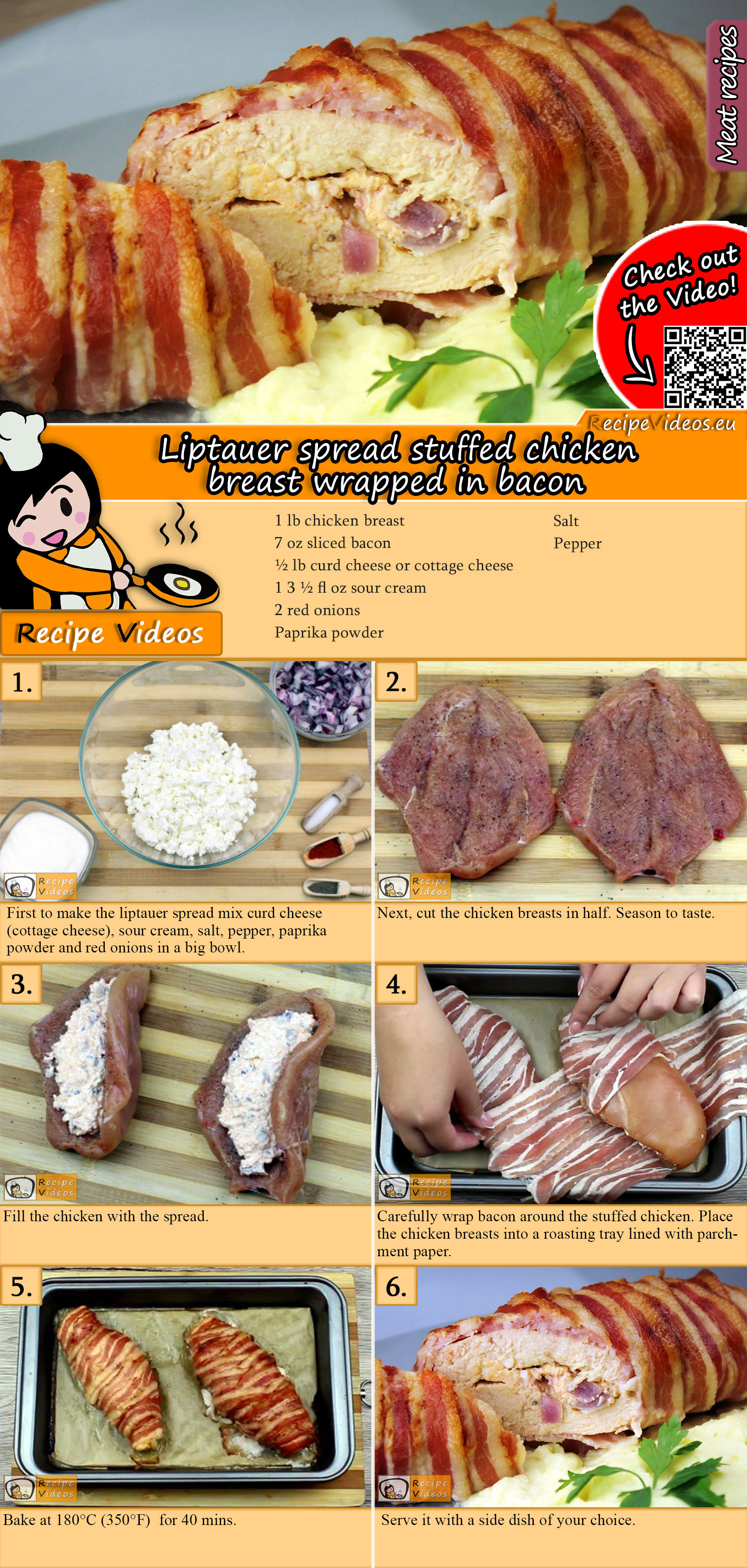 Liptauer spread stuffed chicken breast wrapped in bacon recipe with video
