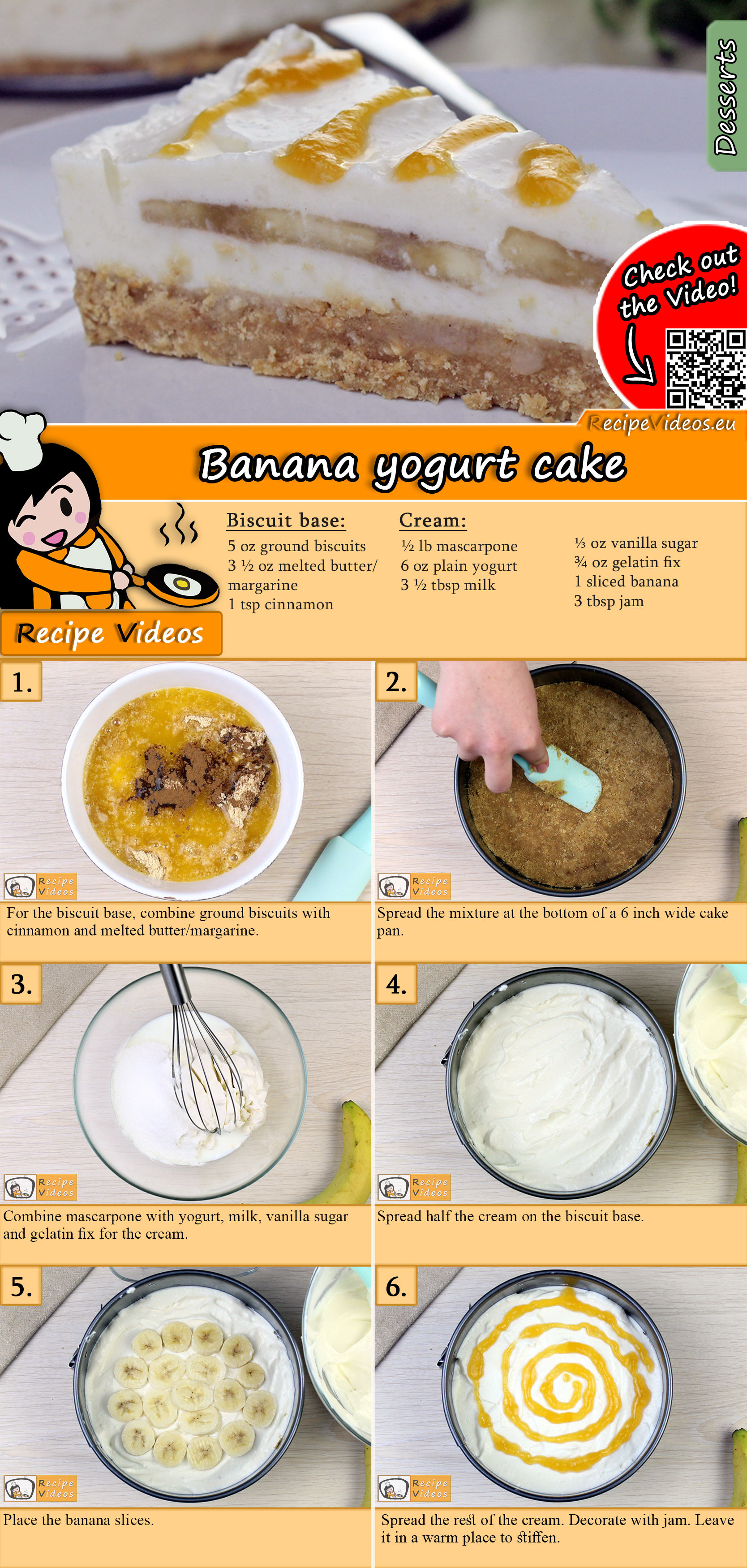 Banana yogurt cake recipe with video