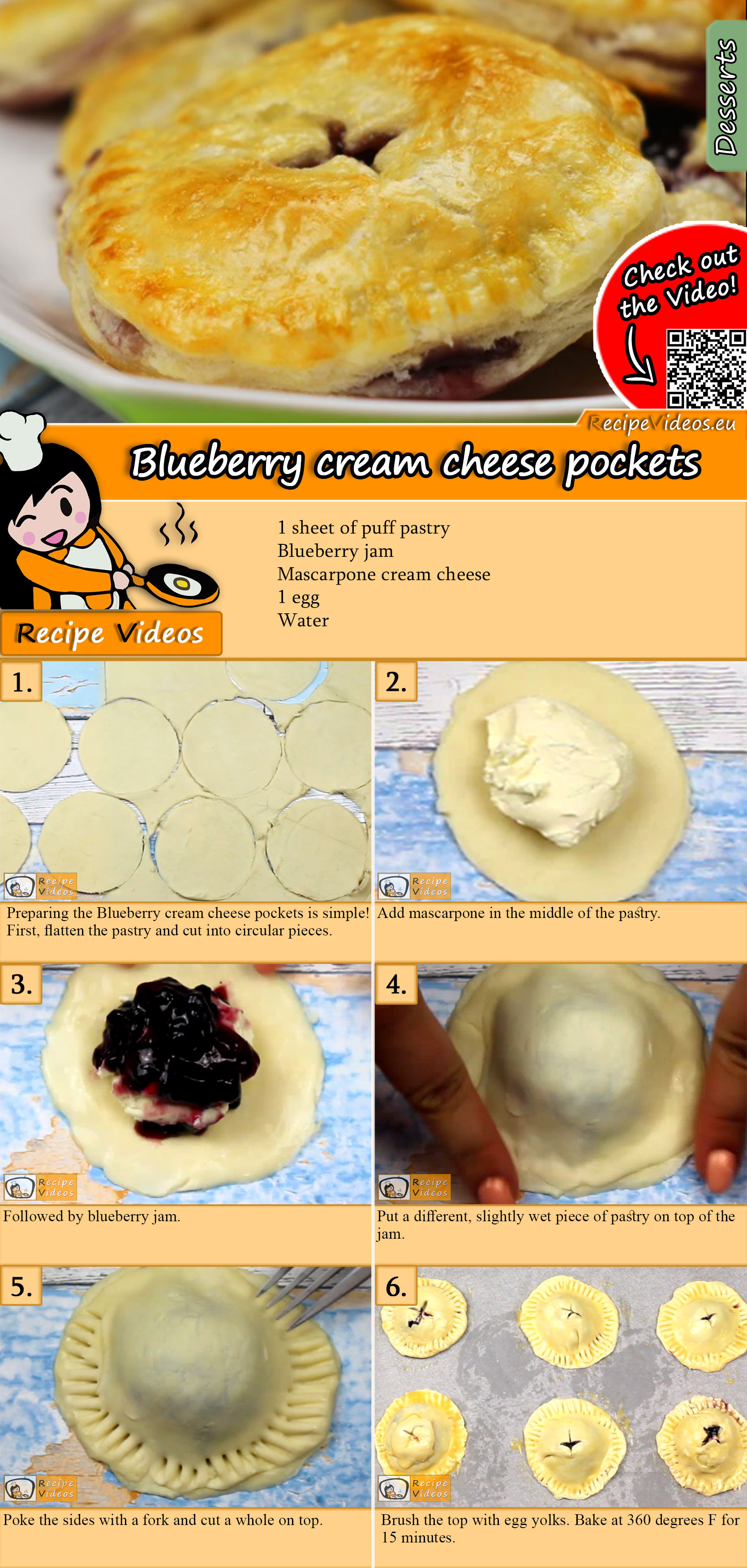 Blueberry cream cheese pockets recipe with video