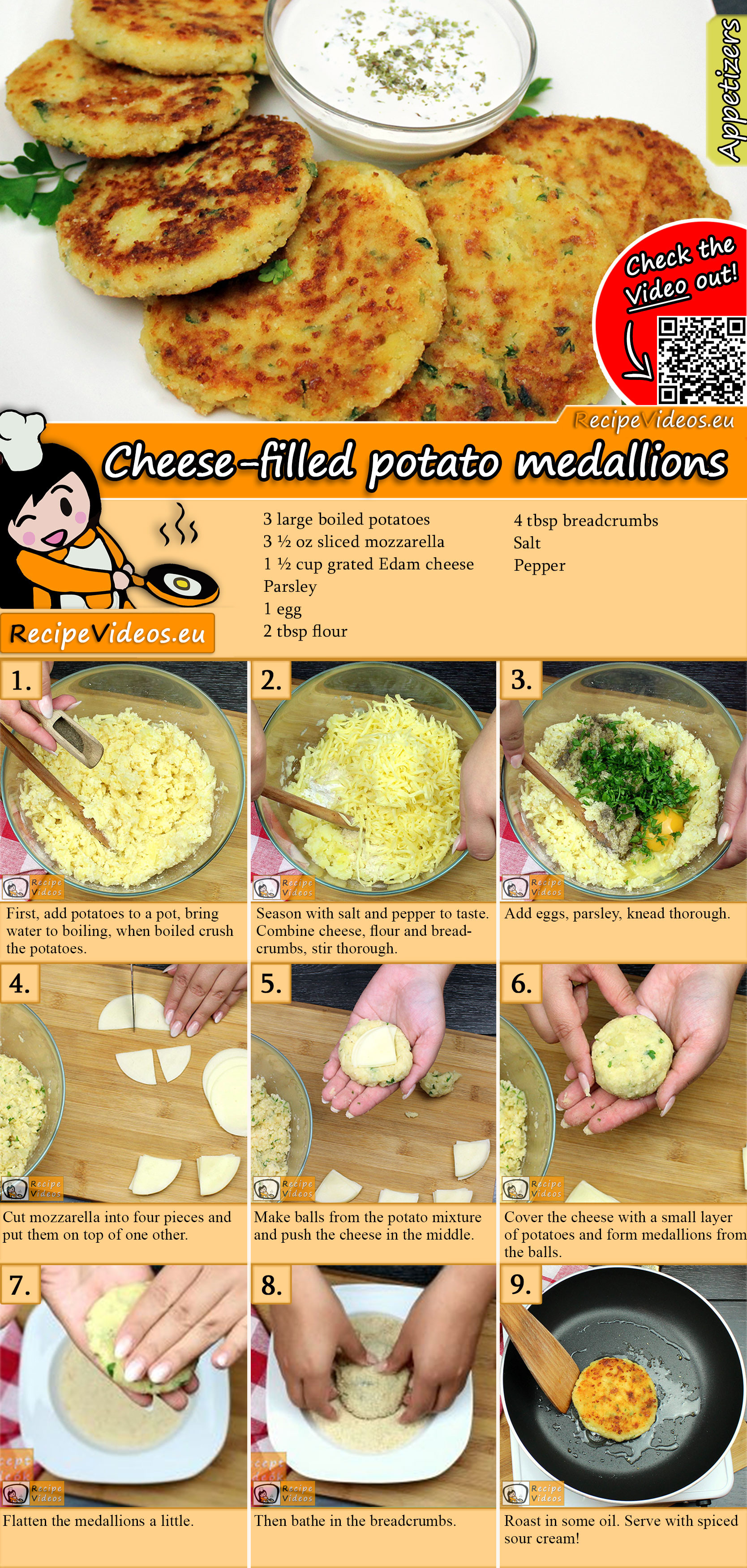 Cheese-filled potato medallions recipe with video