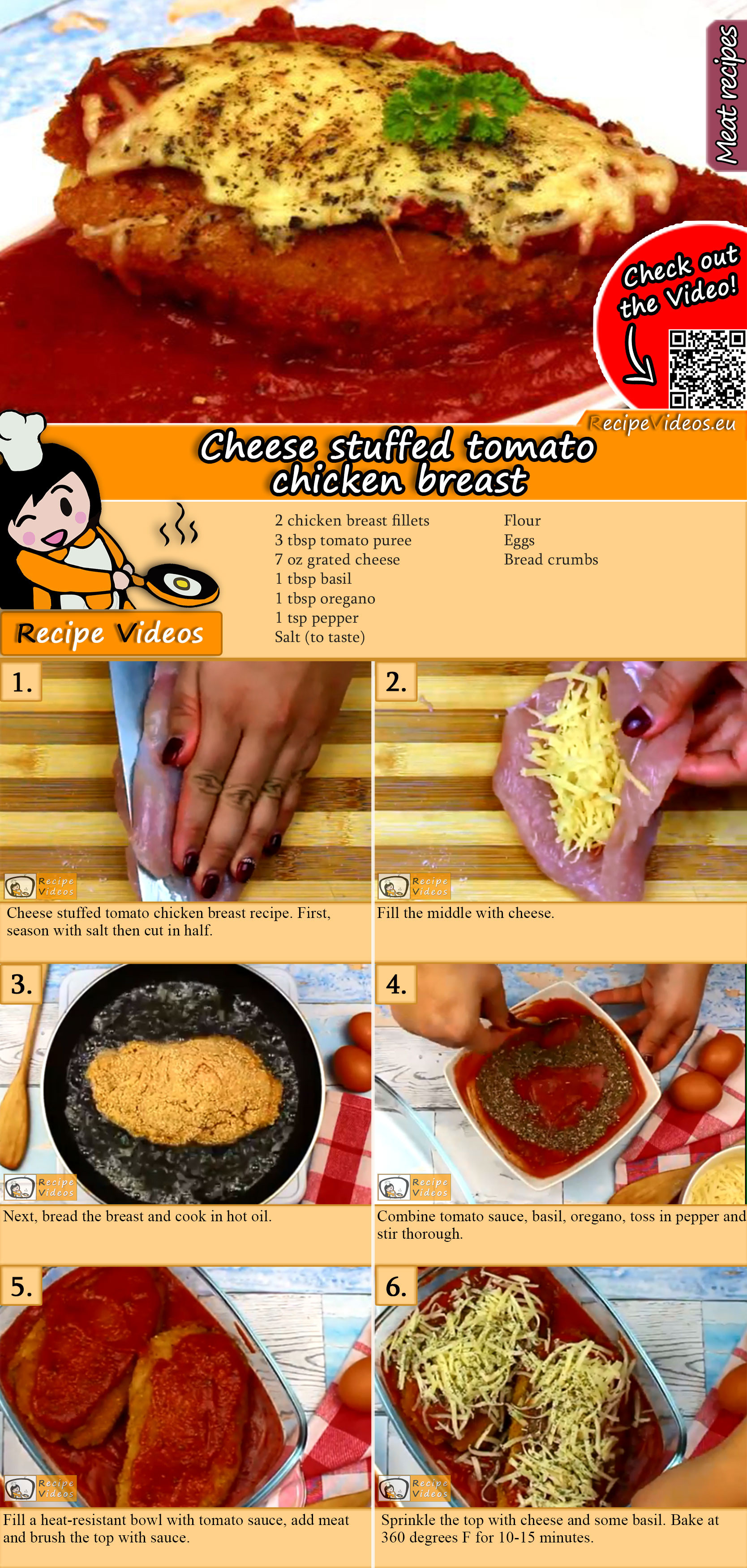Cheese stuffed tomato chicken breast recipe with video