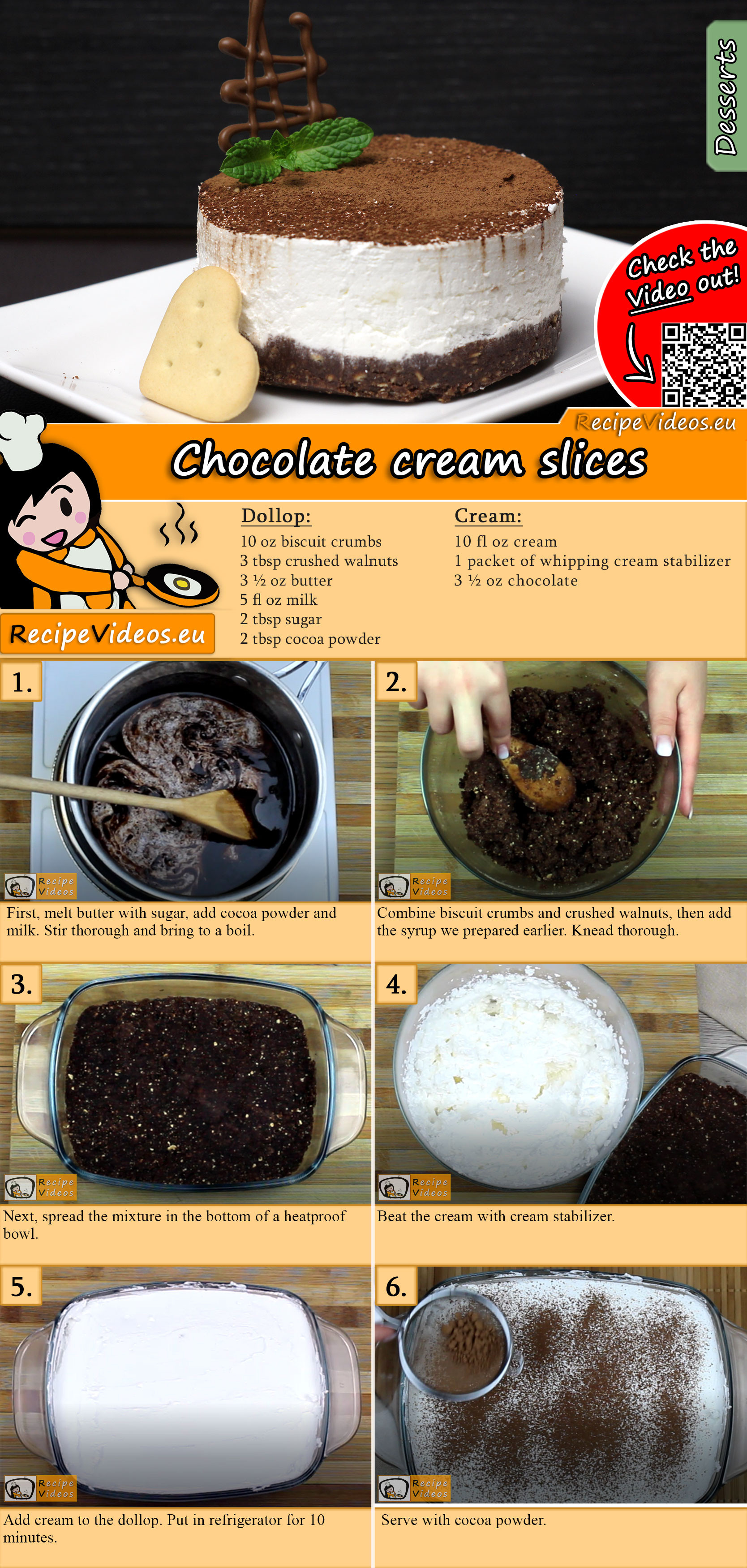 Chocolate cream slices recipe with video