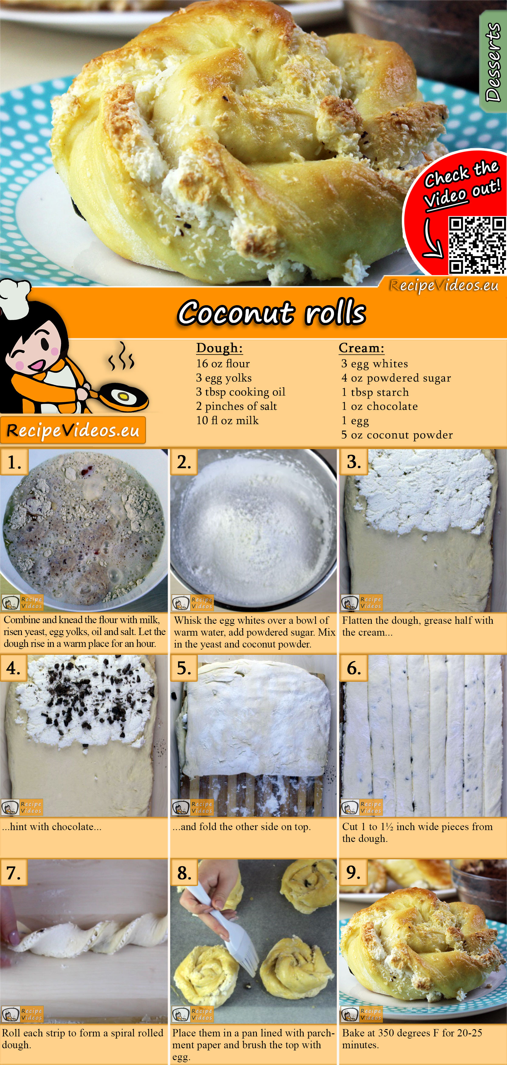 Coconut rolls recipe with video