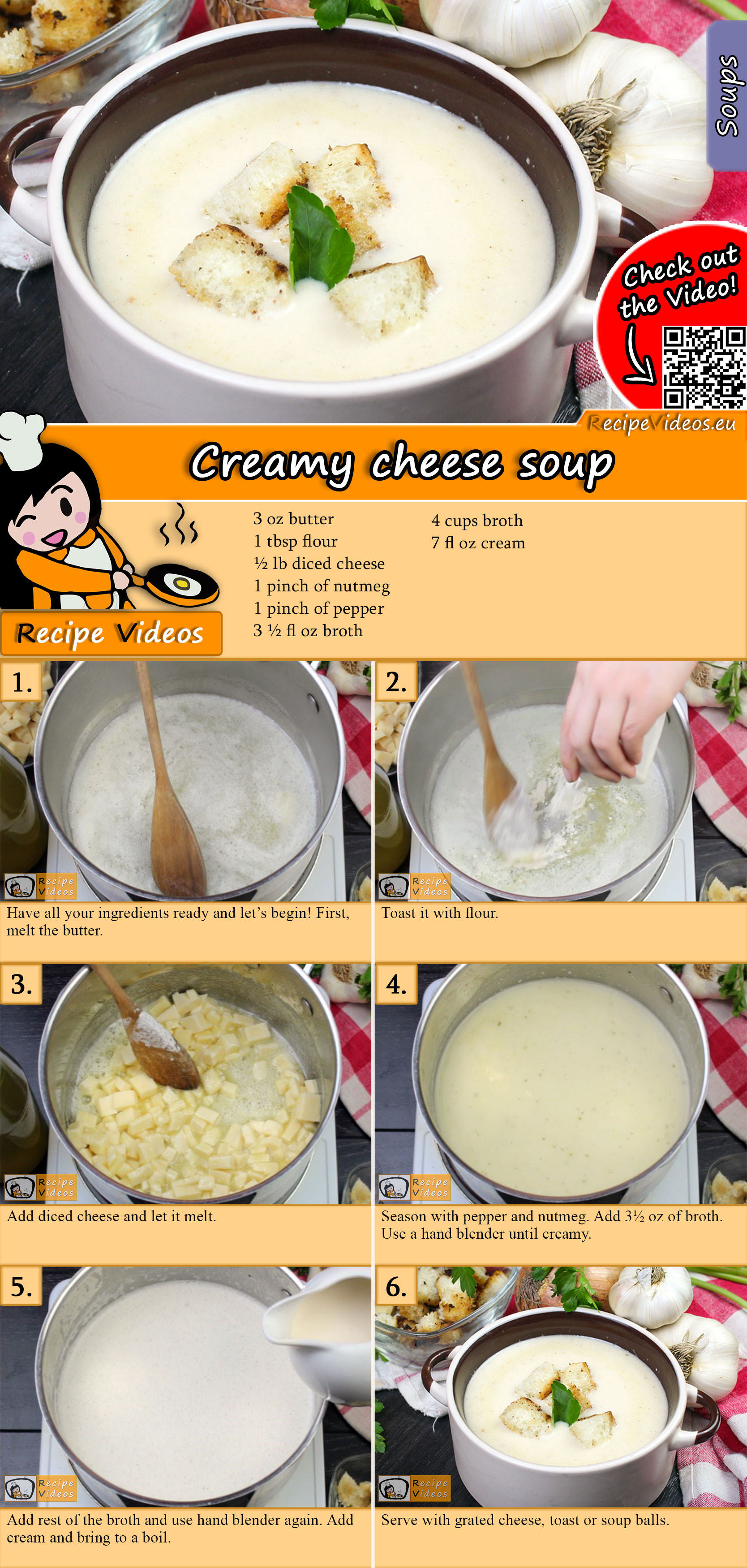 Creamy cheese soup recipe with video