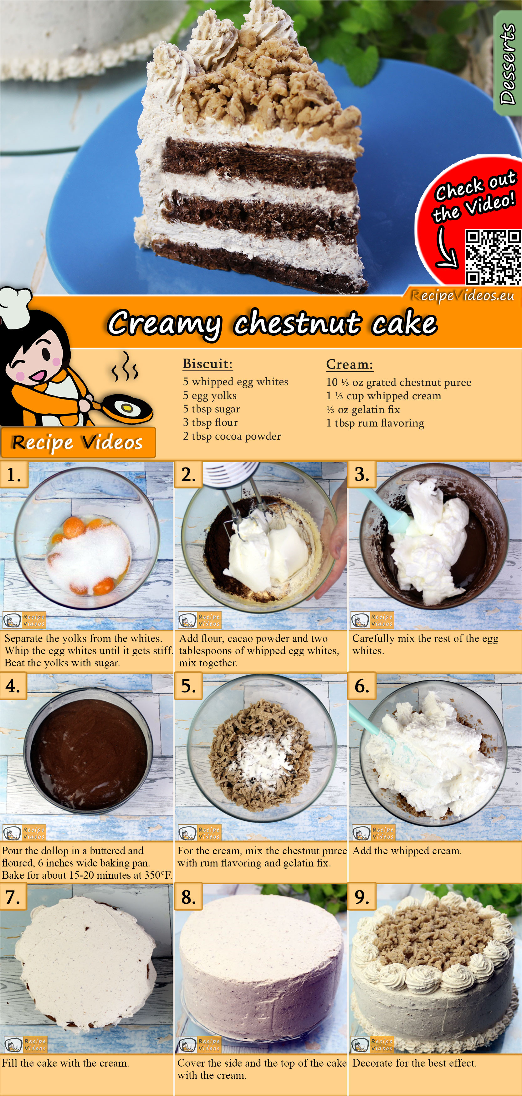 Creamy chestnut cake recipe with video