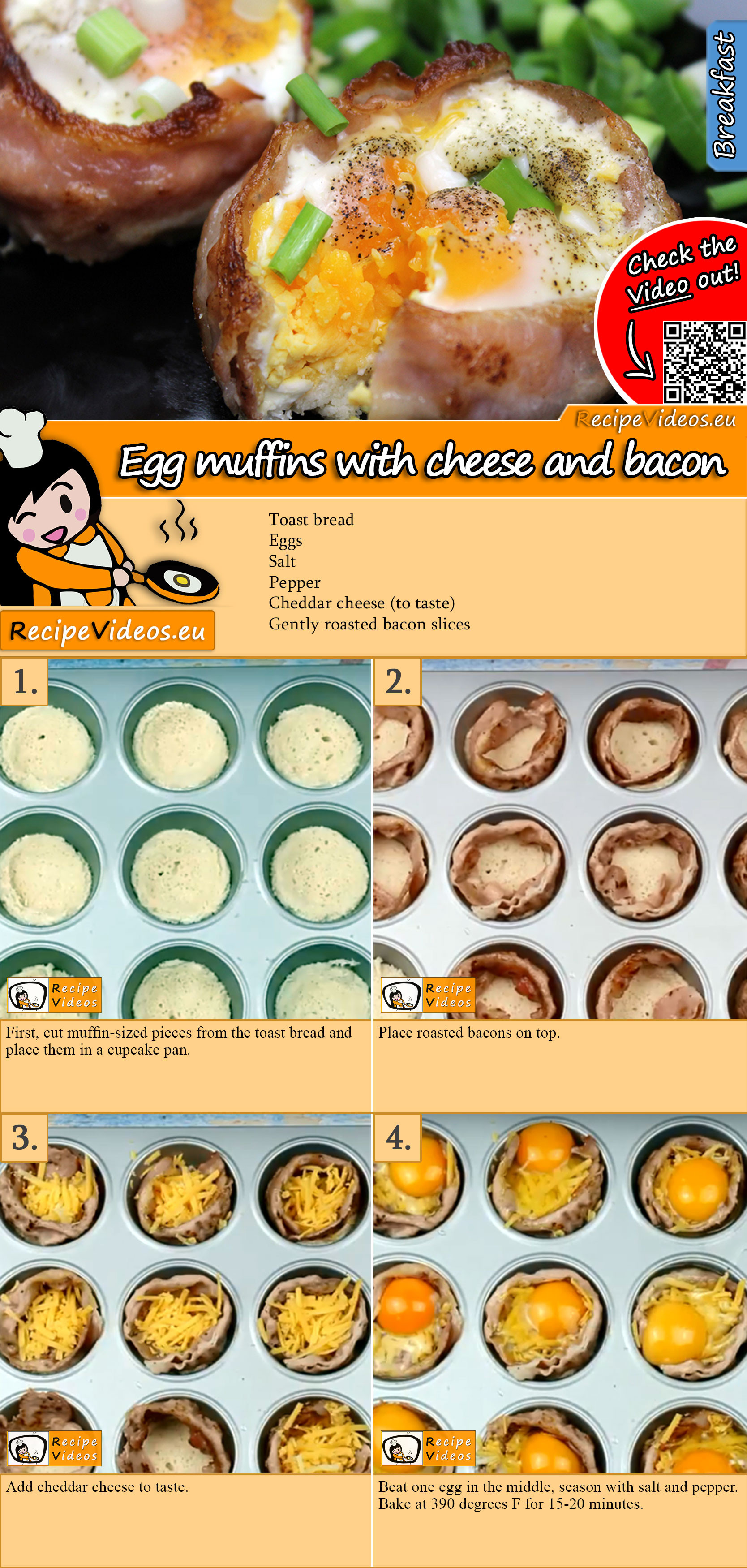 Egg muffins with cheese and bacon recipe with video