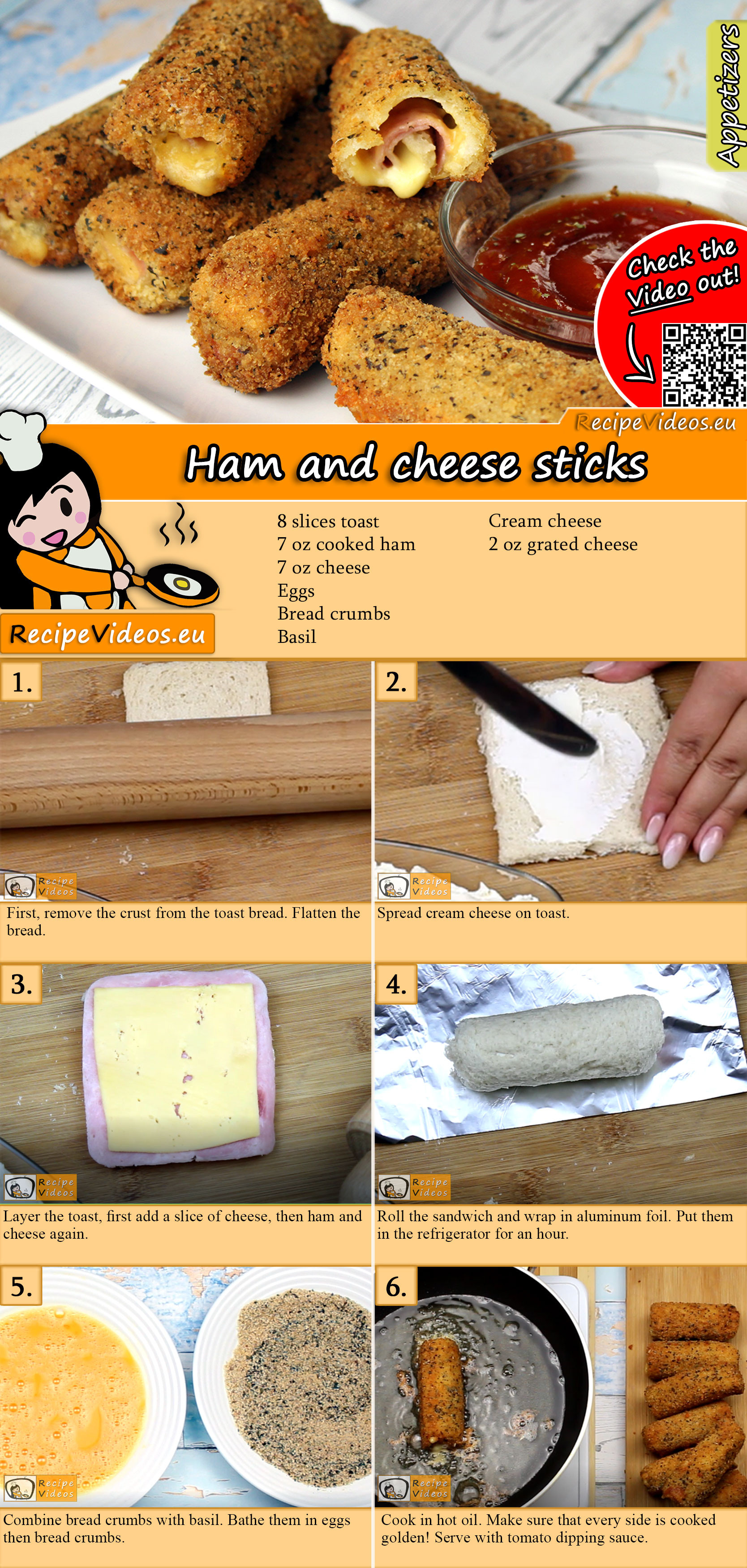 Ham and cheese sticks recipe with video