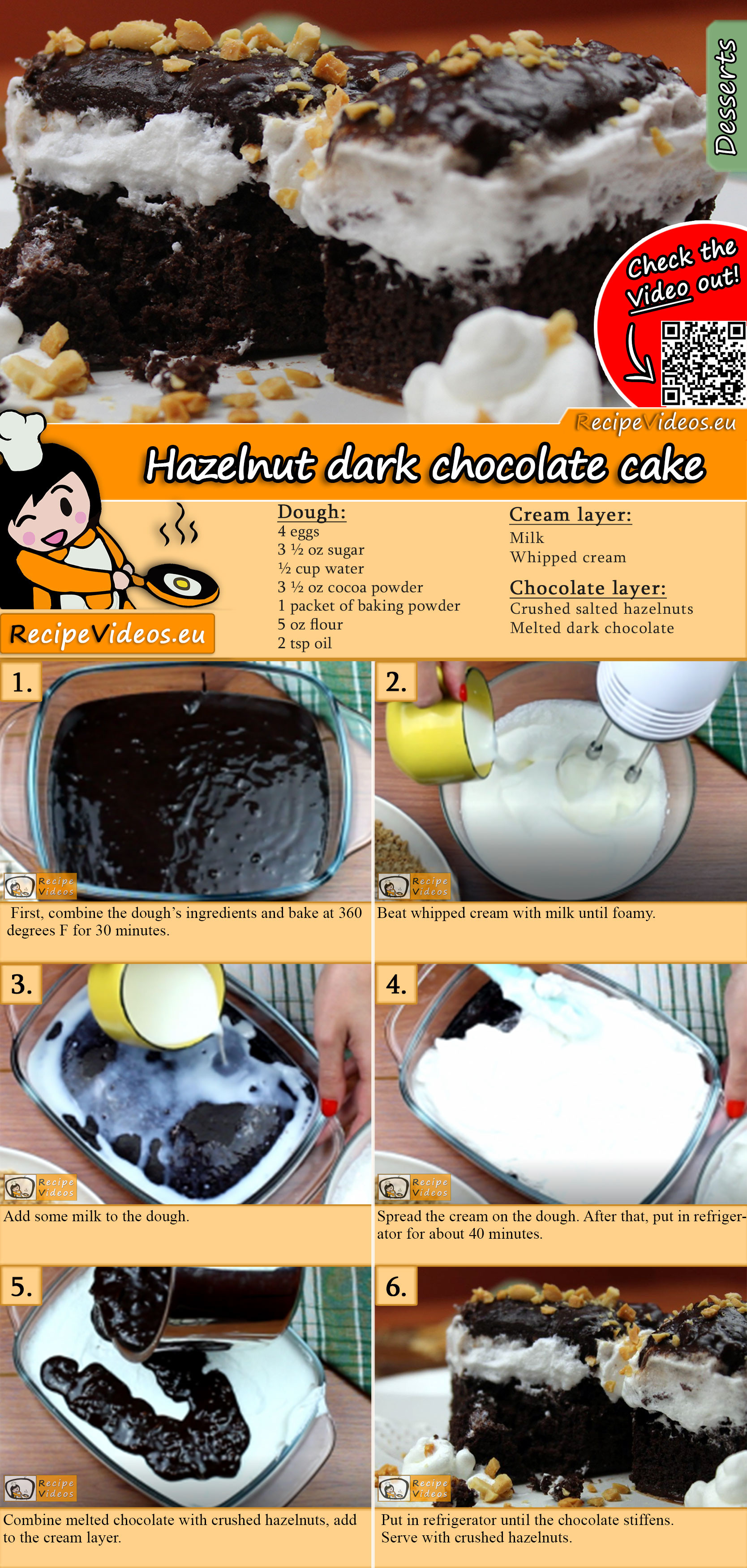 Hazelnut dark chocolate cake recipe with video