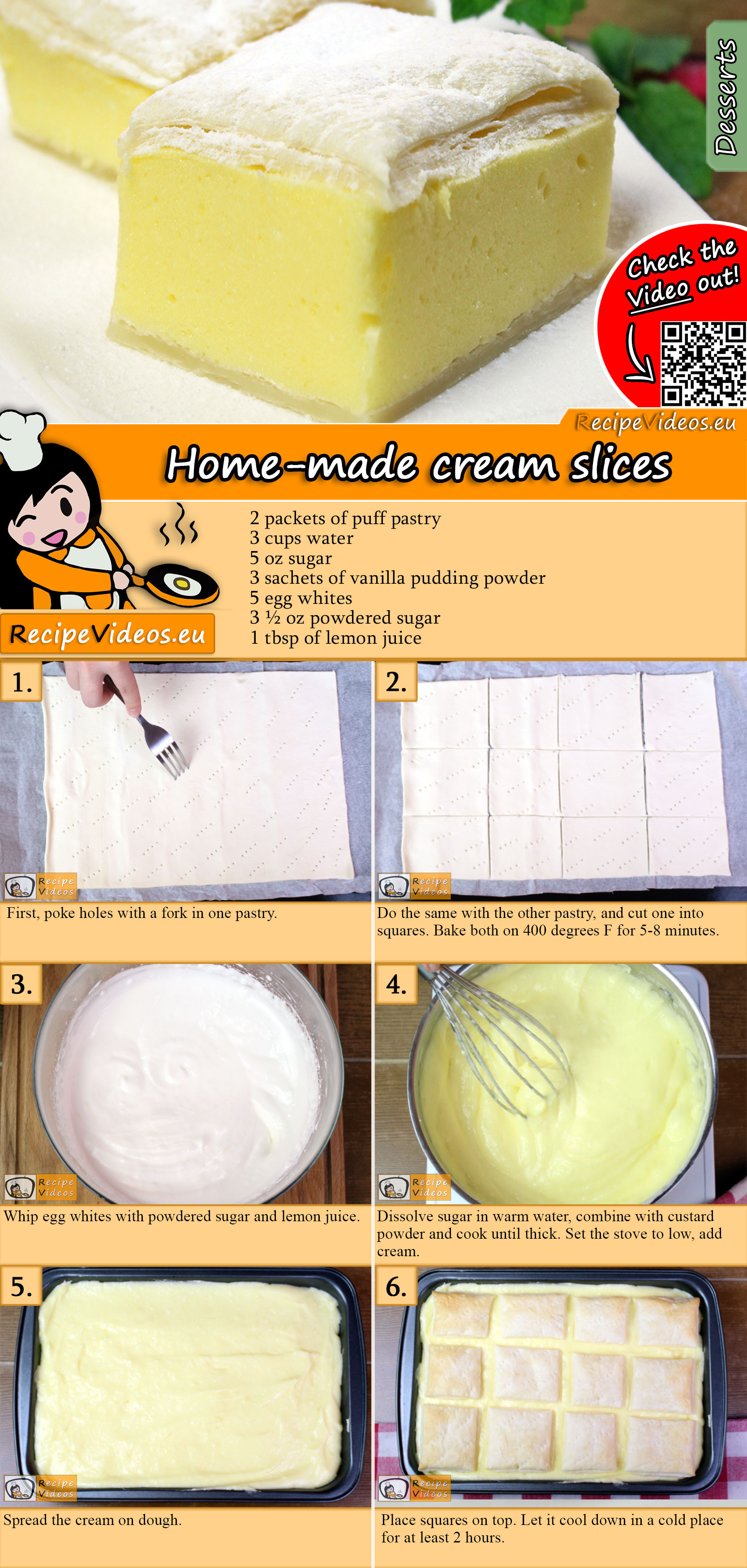 Home-made cream slices recipe with video