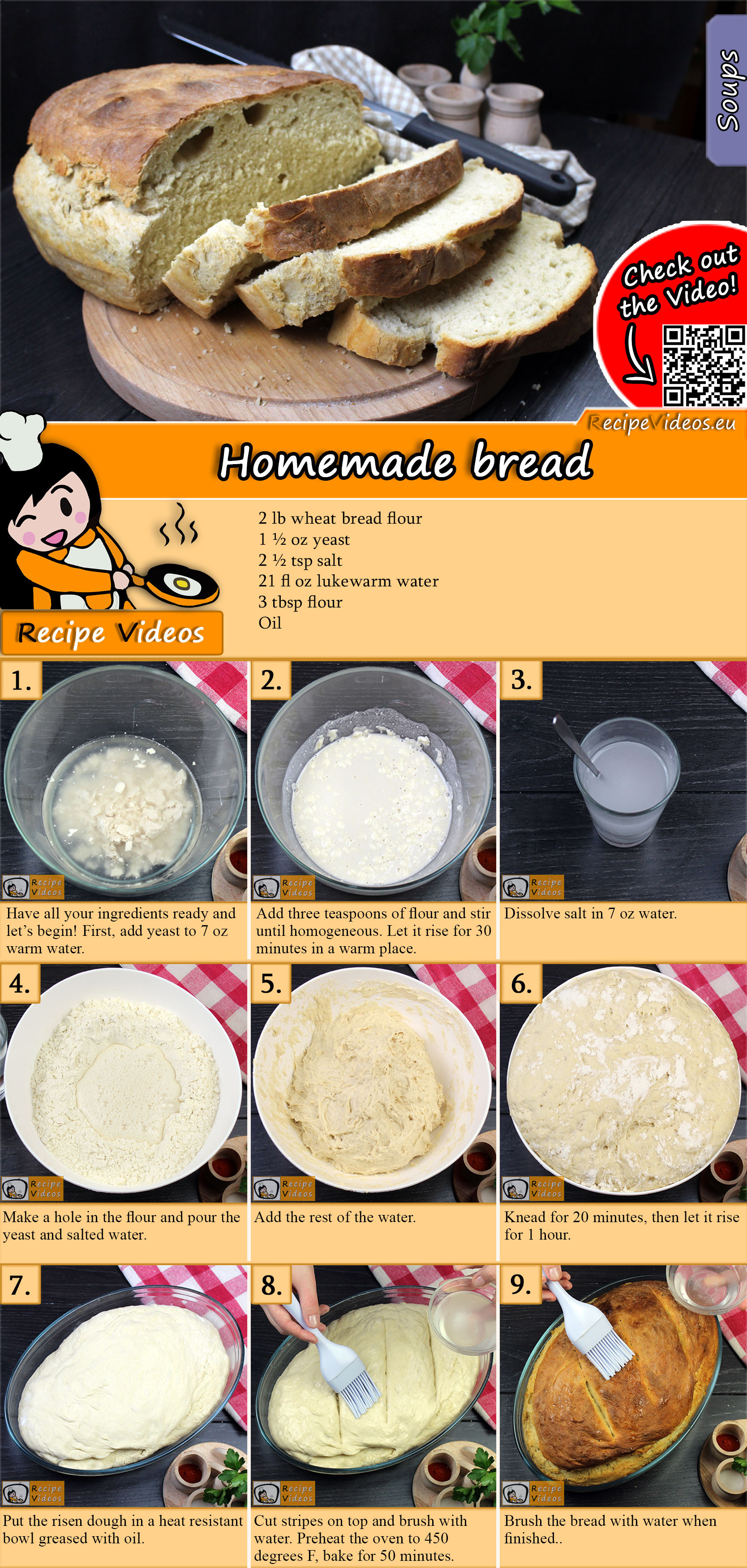 Homemade bread recipe with video
