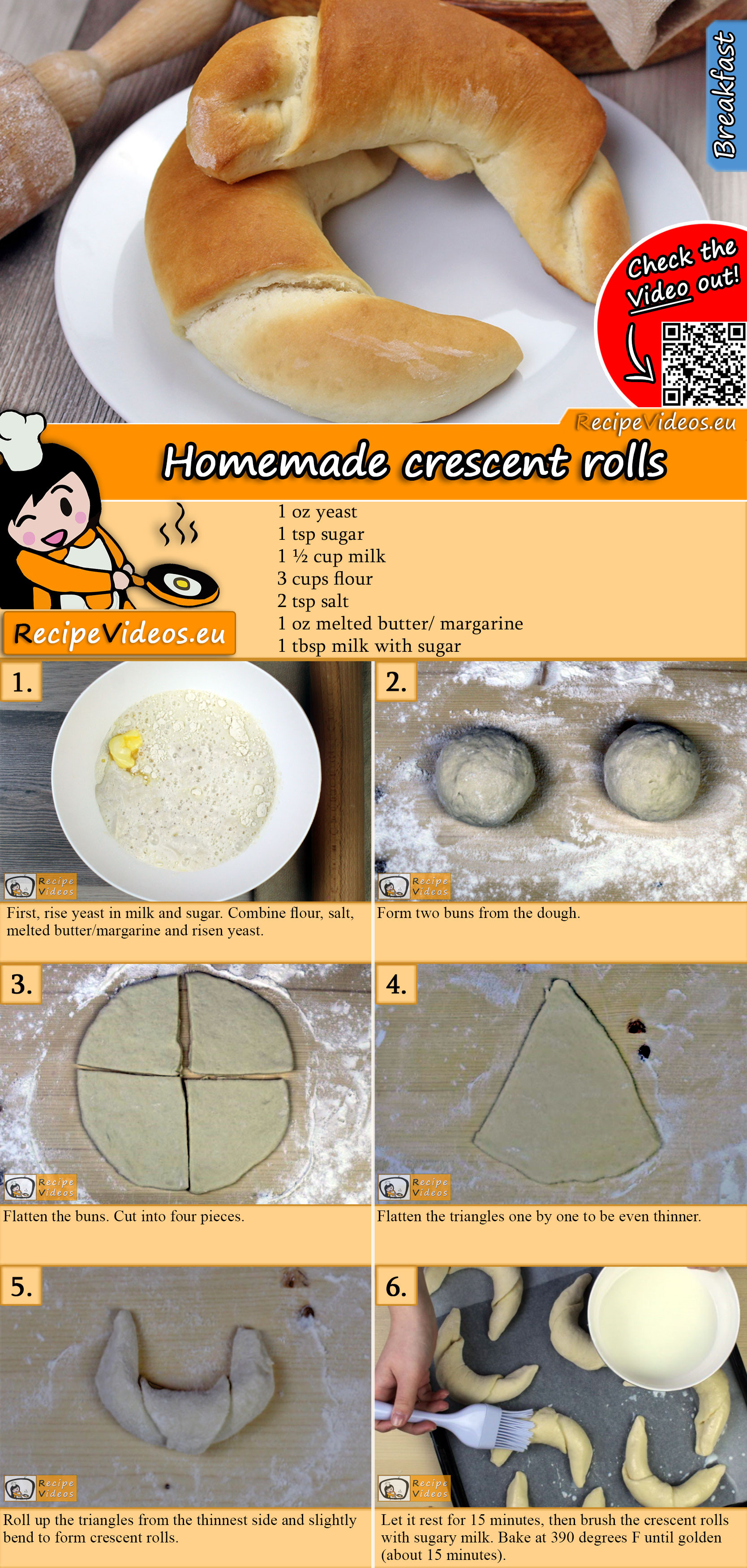 Homemade crescent rolls recipe with video