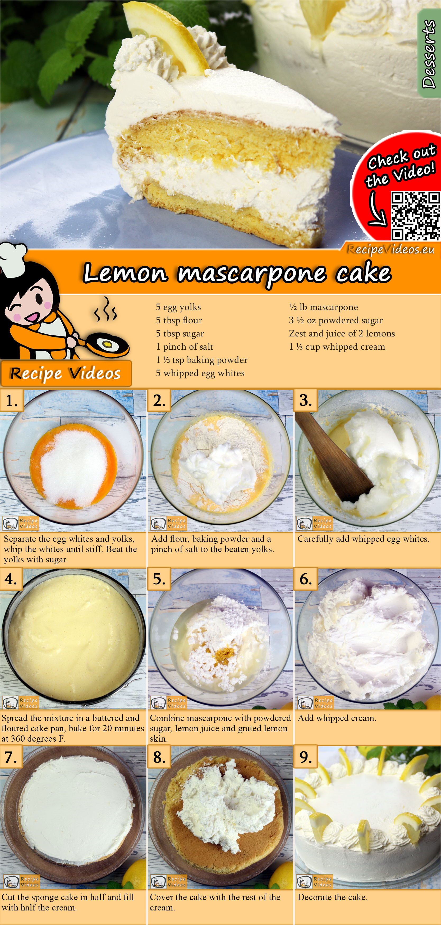 Lemon mascarpone cake recipe with video