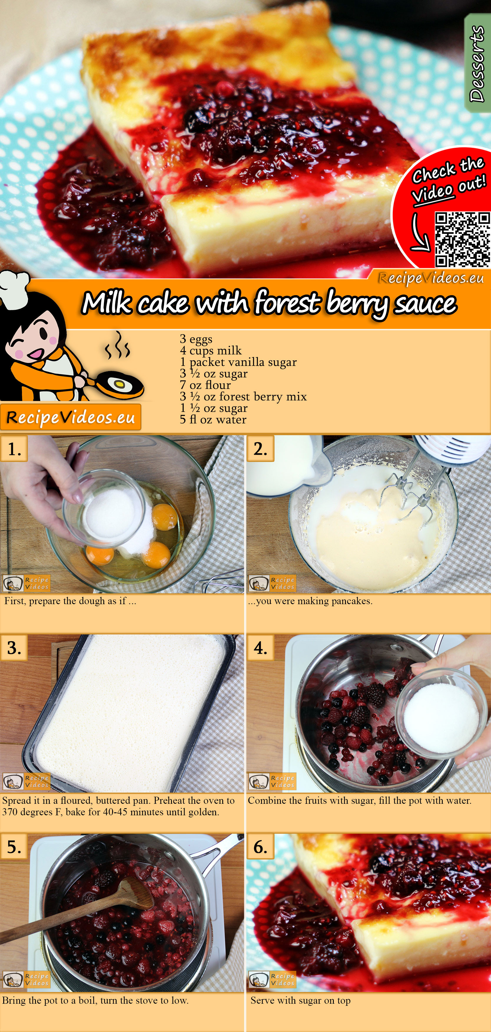 Milk cake with forest berry sauce recipe with video