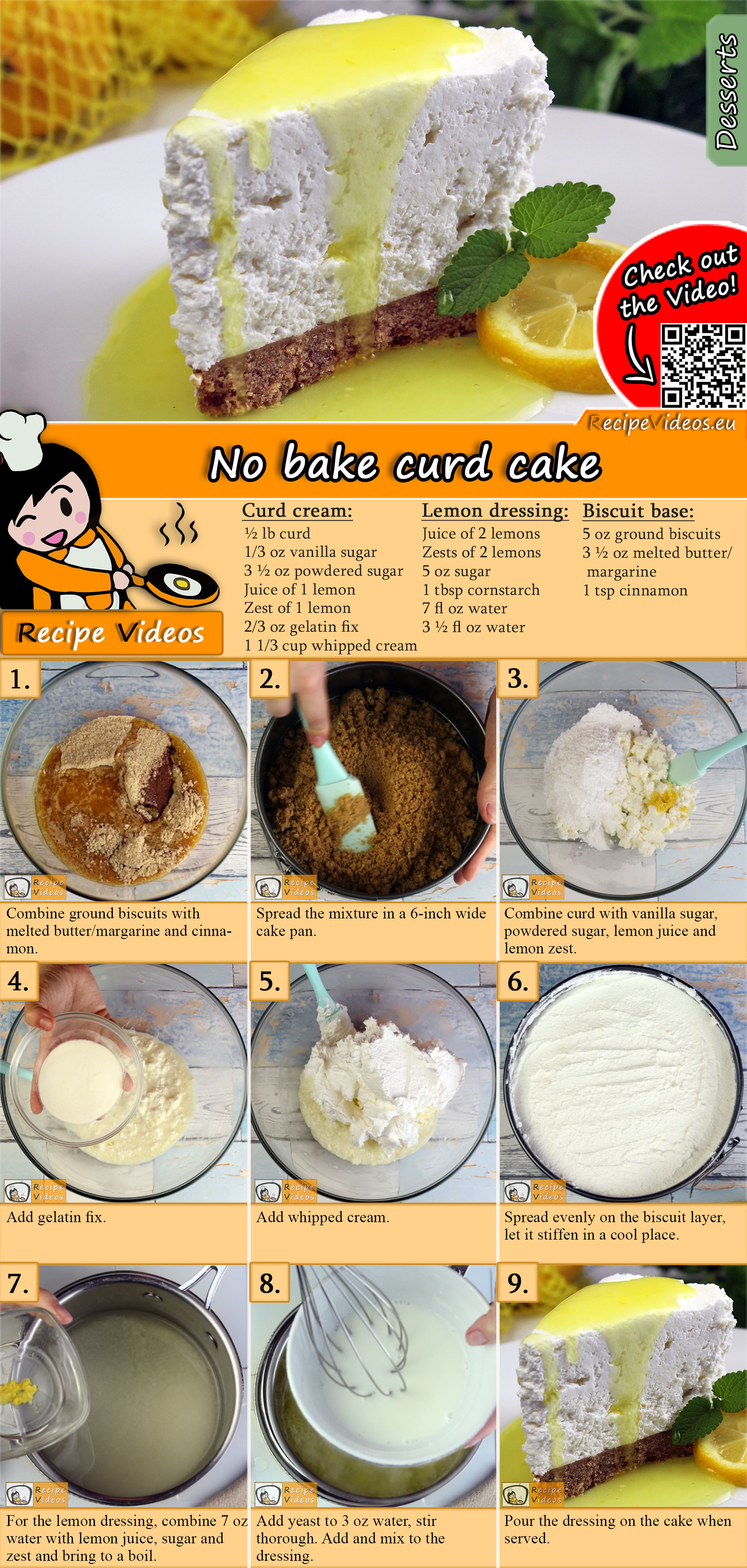No bake curd cake recipe with video