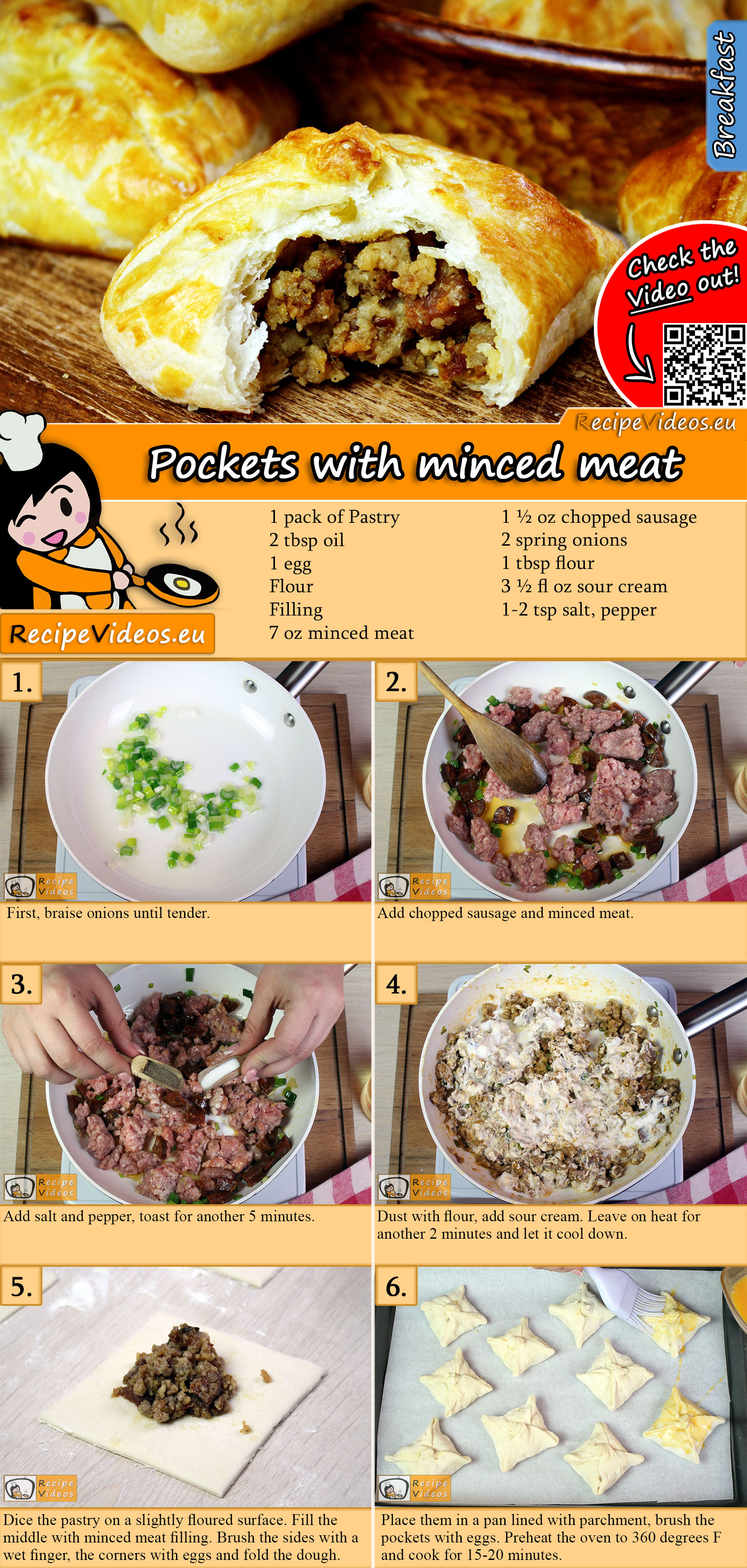 Pockets with minced meat recipe with video