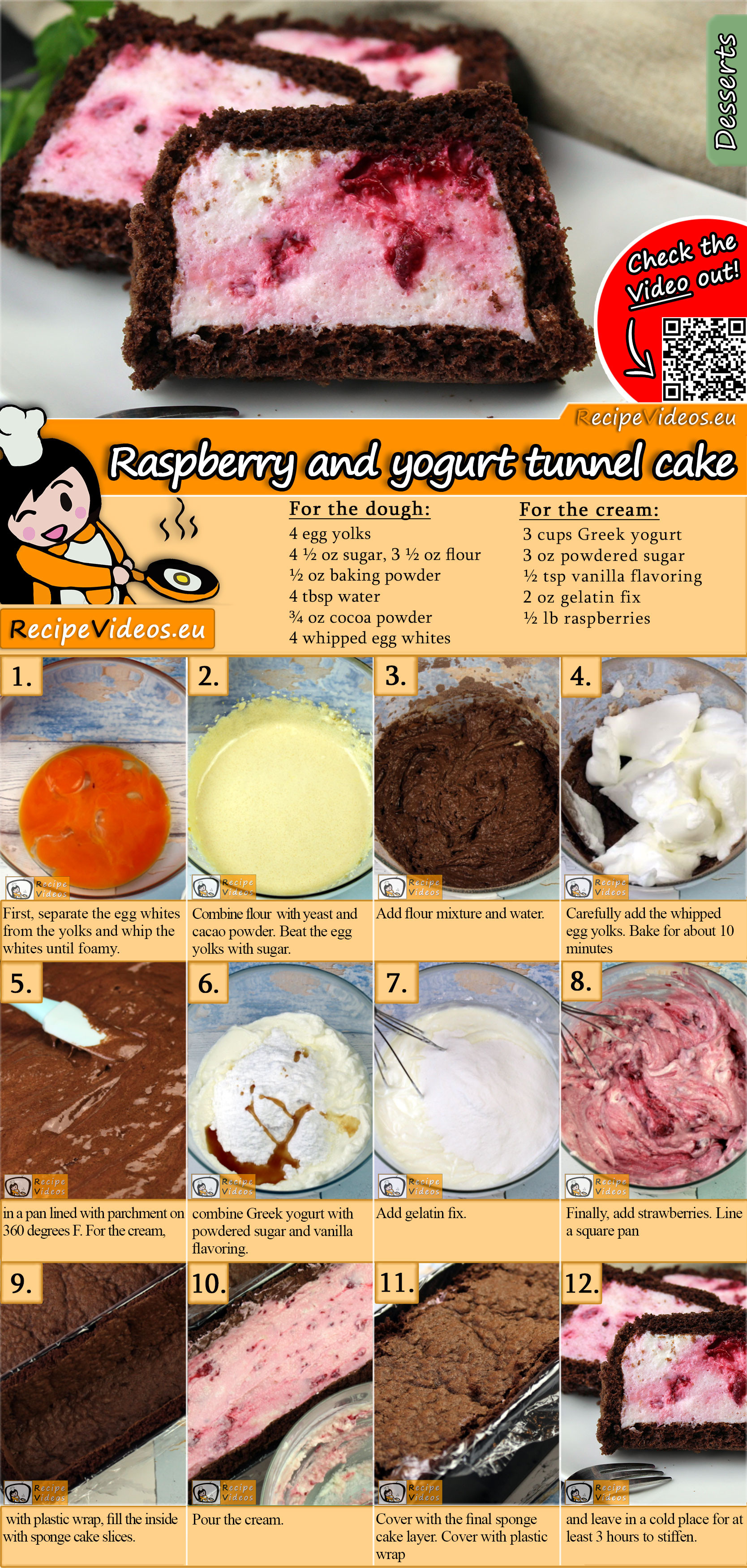 Raspberry and yogurt tunnel cake recipe with video
