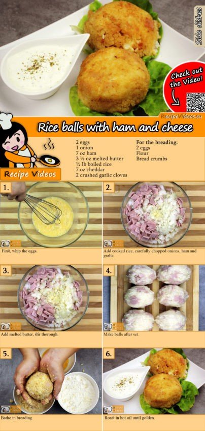 Rice balls with ham and cheese recipe with video