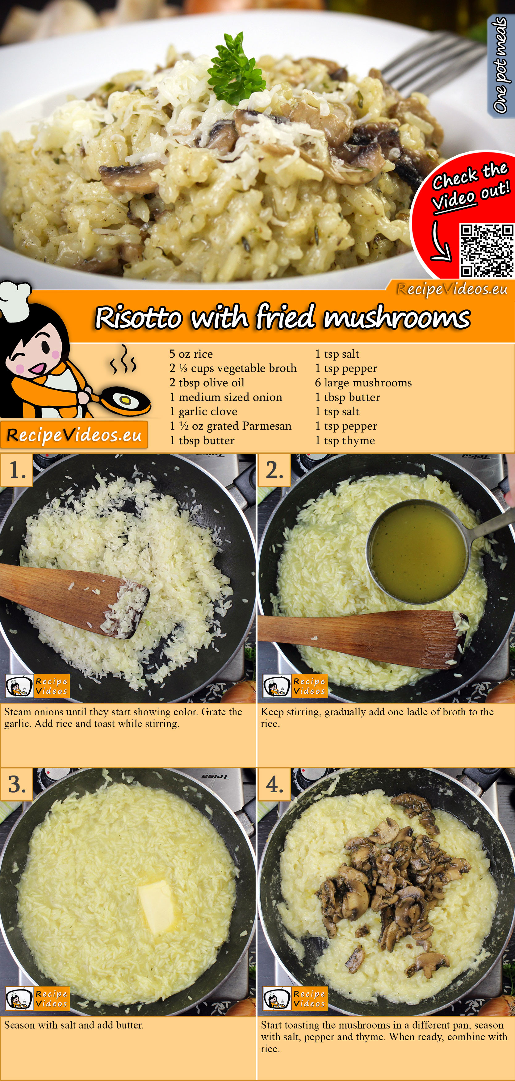 Risotto with fried mushrooms recipe with video