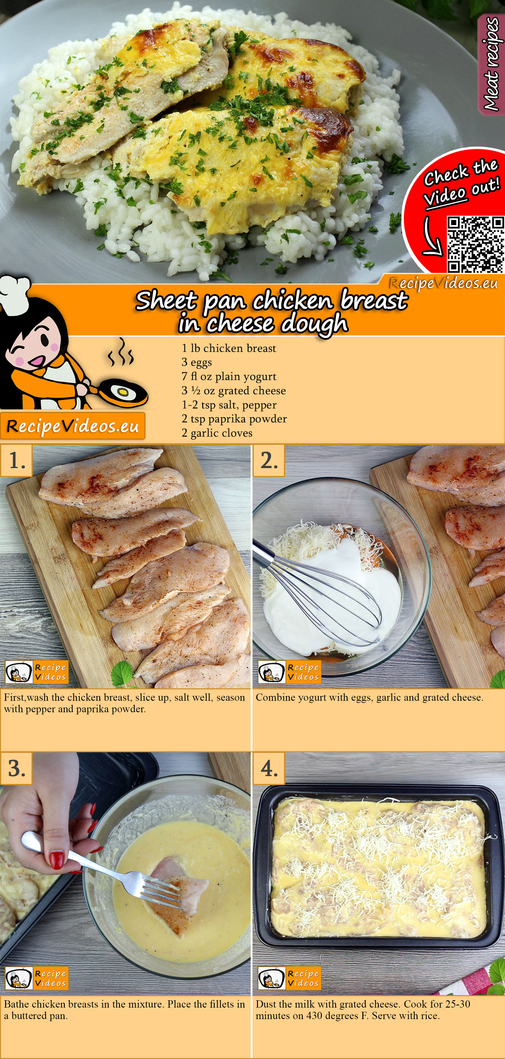 Sheet pan chicken breast in cheese dough recipe with video