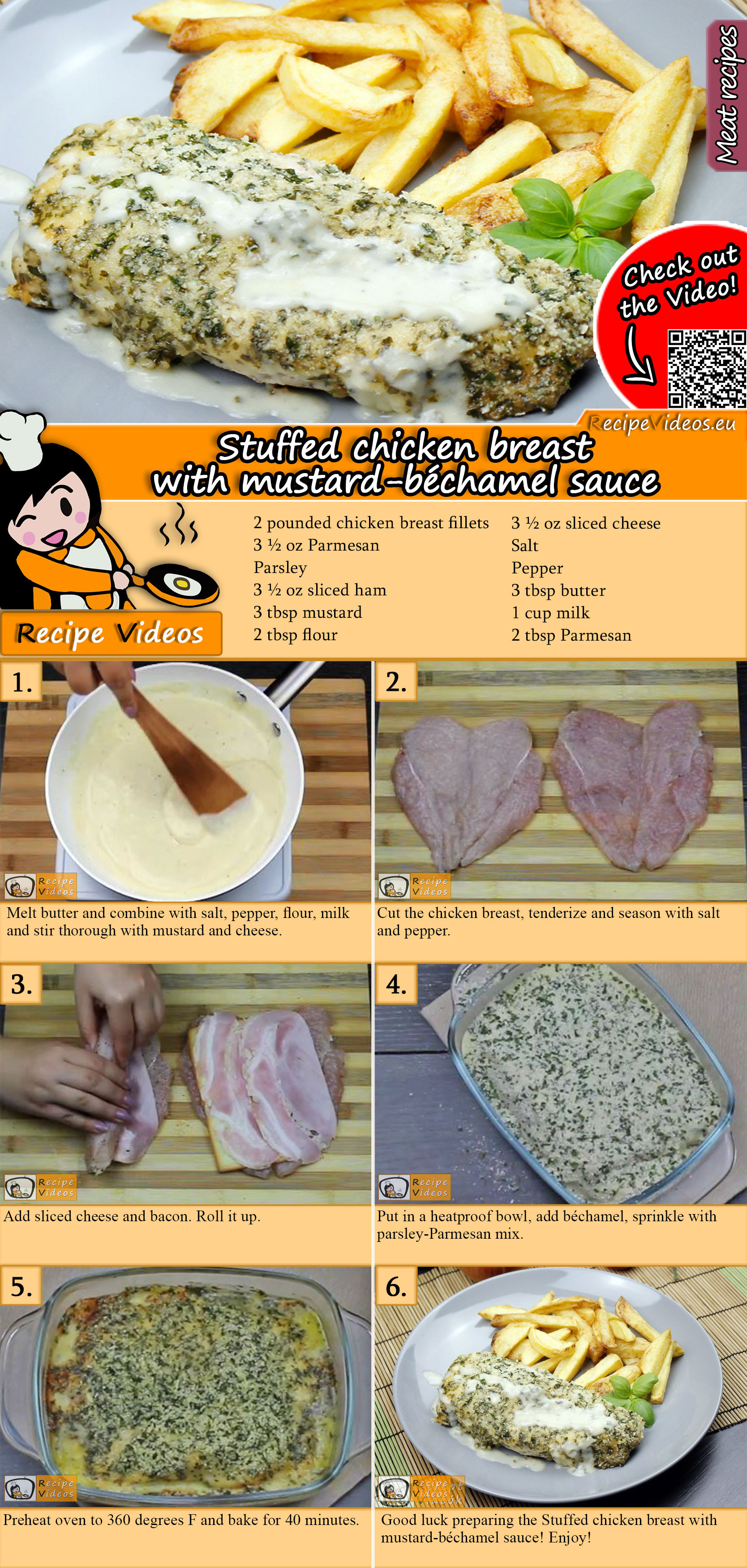 Stuffed chicken breast with mustard-béchamel sauce recipe with video