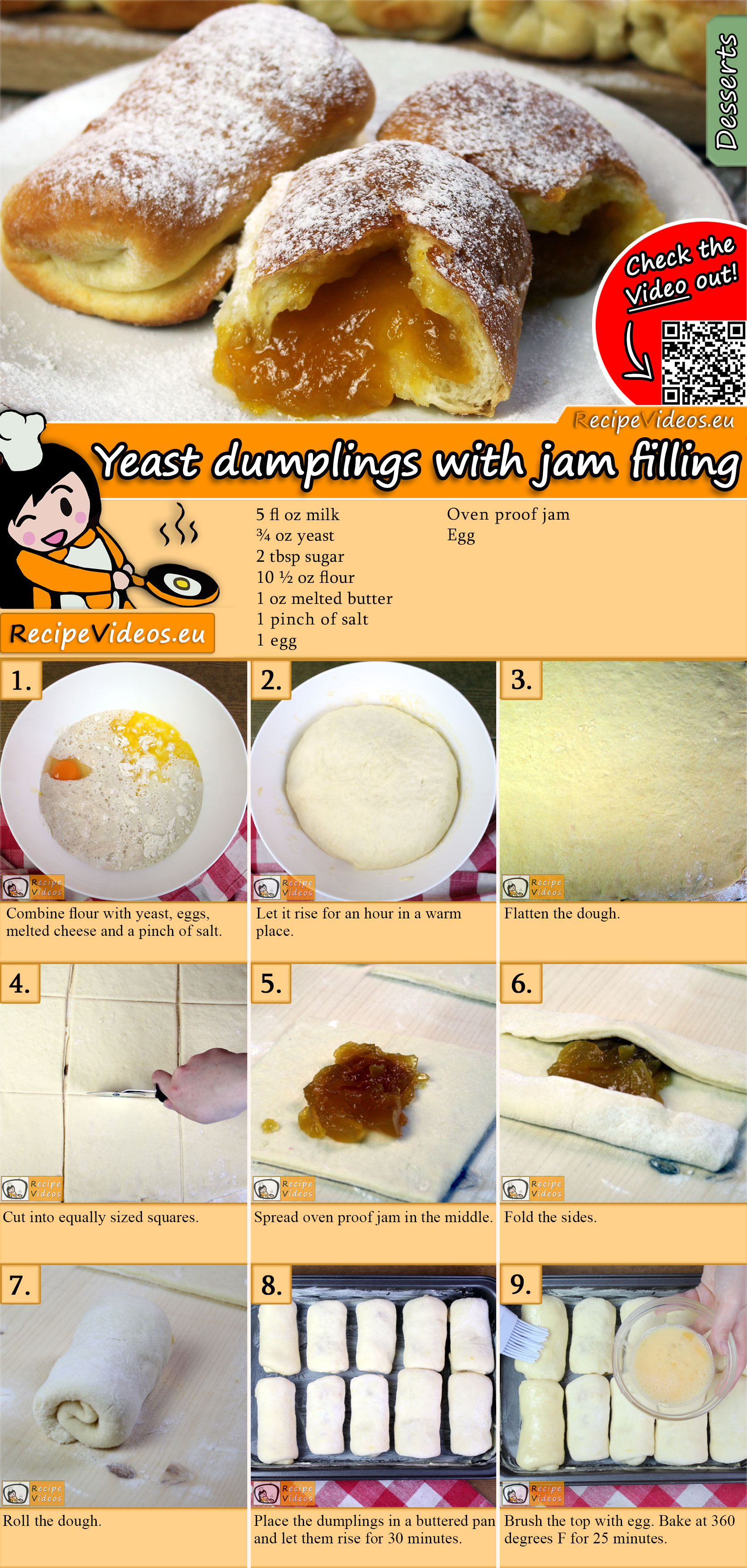 Yeast dumplings with jam filling recipe with video
