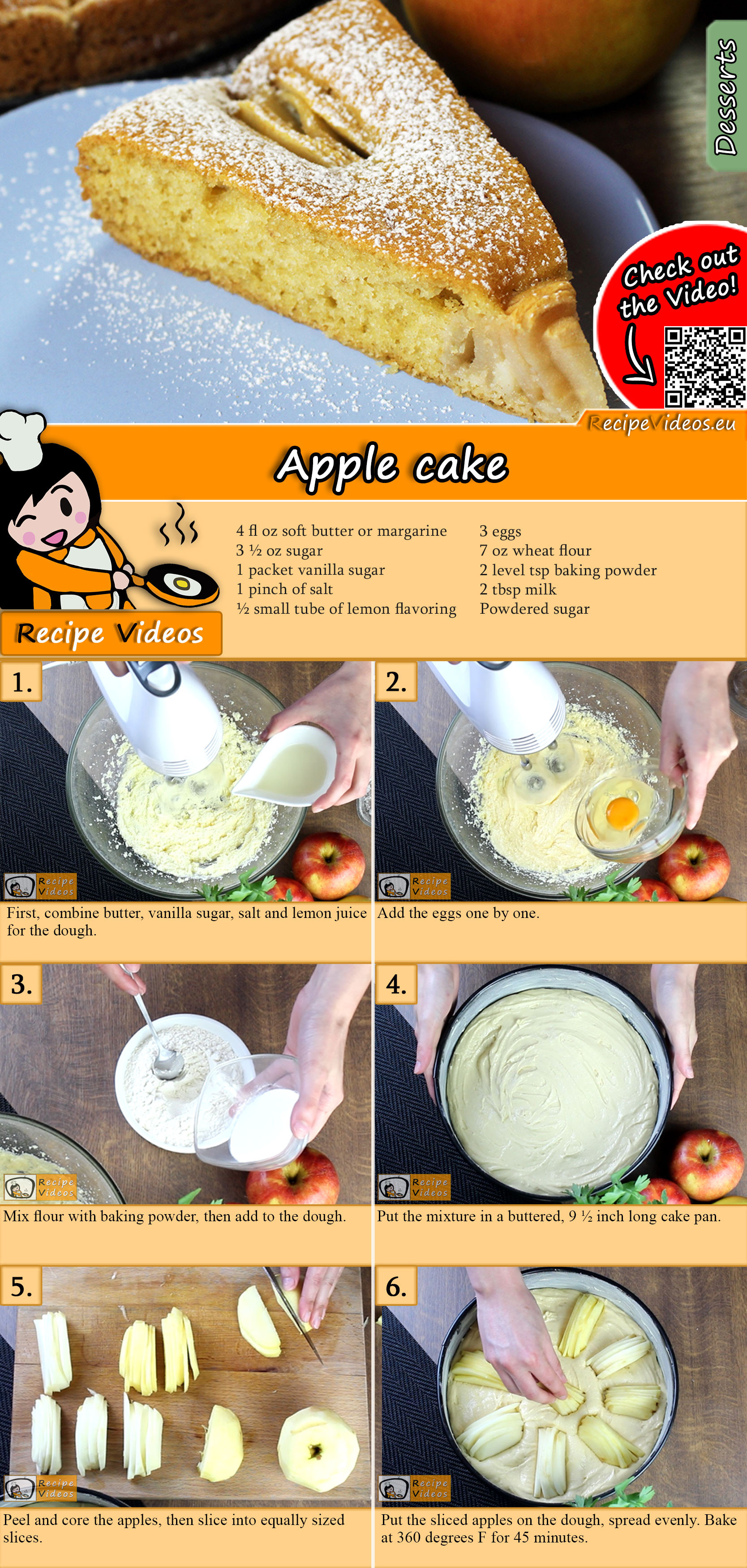 Apple cake recipe with video