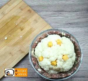 Cheese filled cauliflower wrapped in meat recipe, how to make Cheese filled cauliflower wrapped in meat step 5