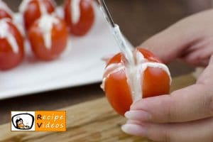 Cherry tomato tulips with whipped feta filling recipe, how to make Cherry tomato tulips with whipped feta filling step 3