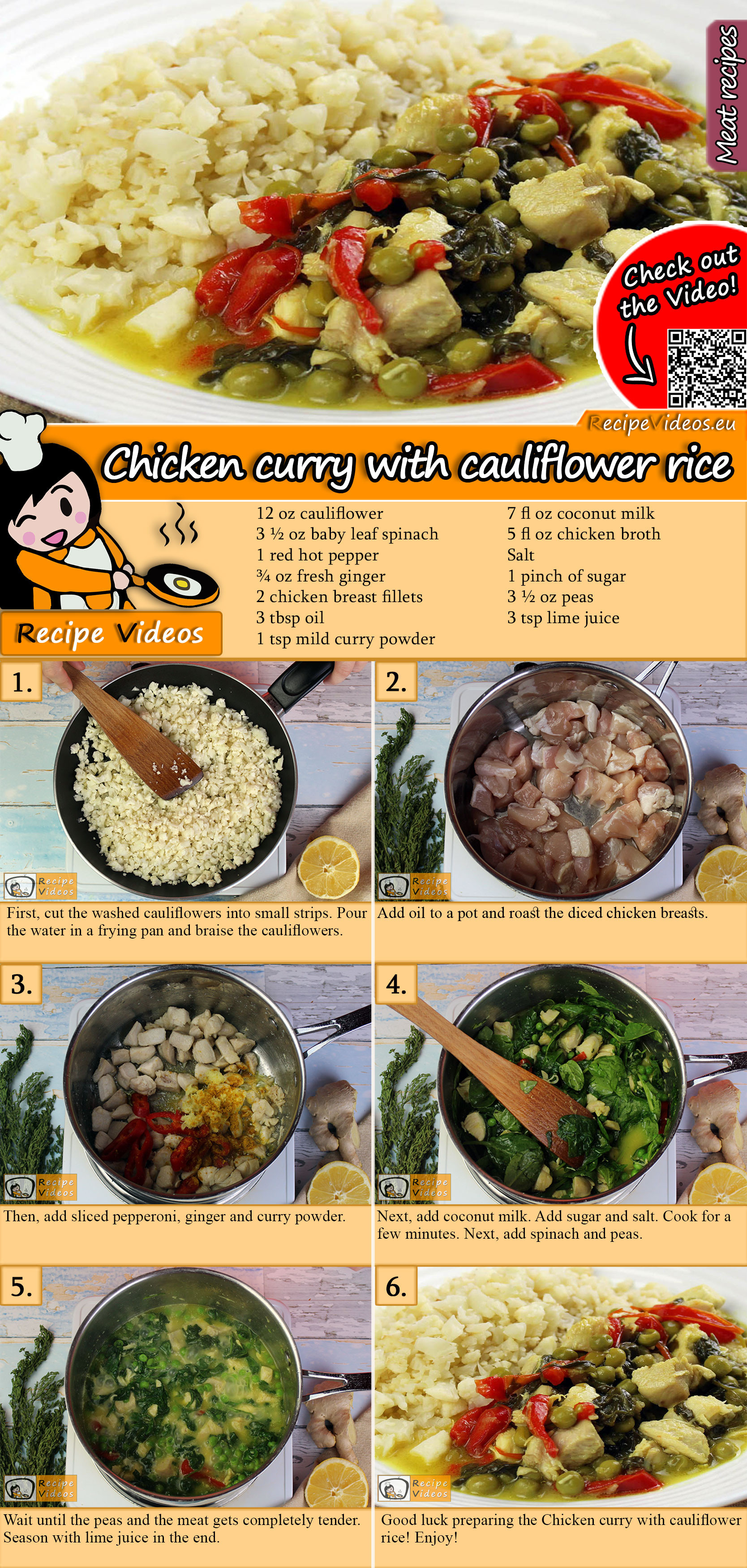Chicken curry with cauliflower rice recipe with video