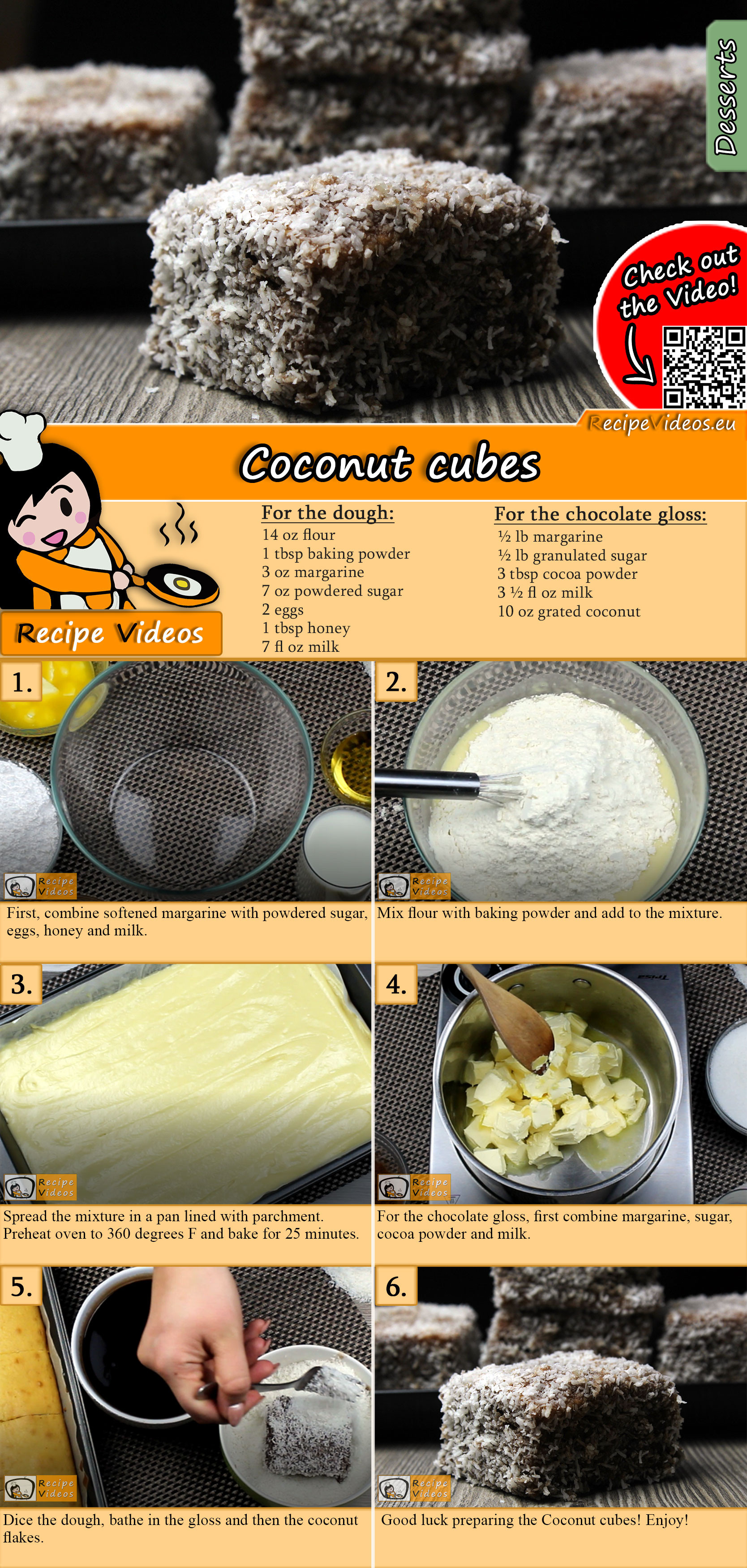 Coconut cubes recipe with video