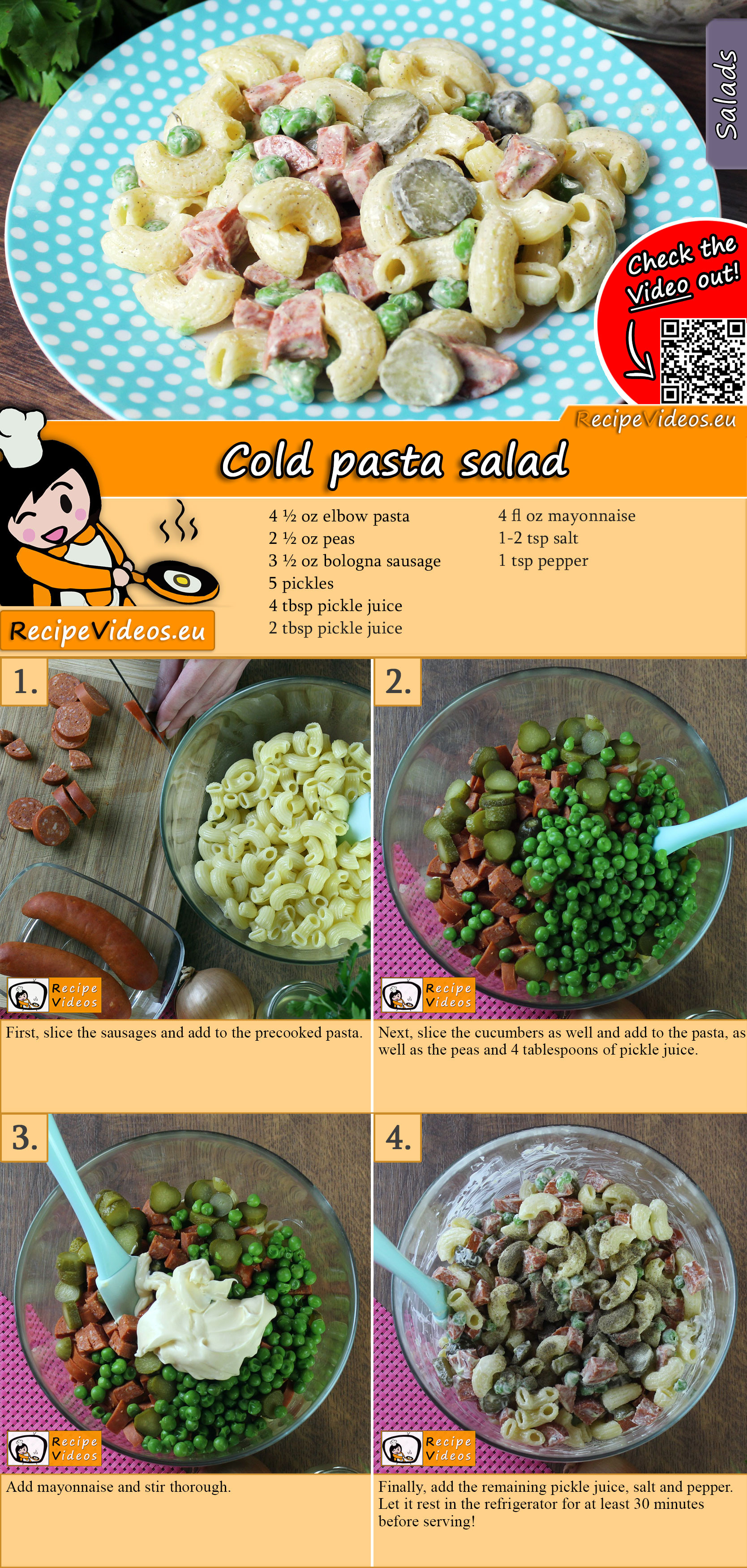 Cold pasta salad recipe with video