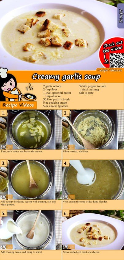 Creamy garlic soup recipe with video