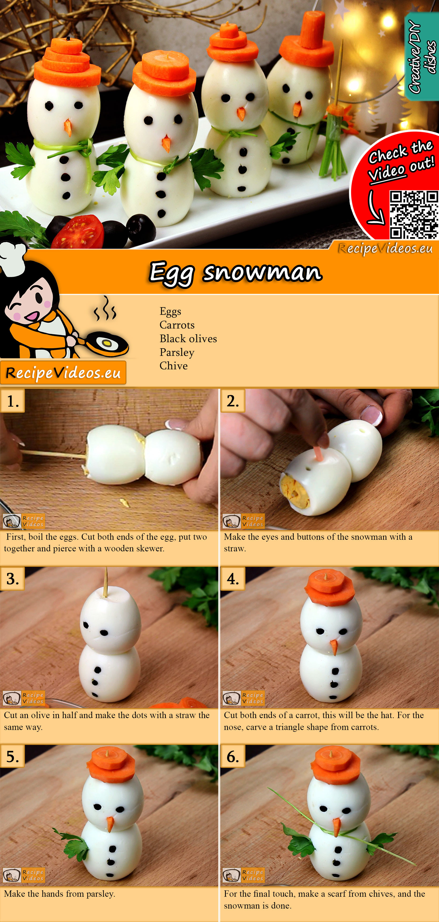 Egg snowmen recipe with video