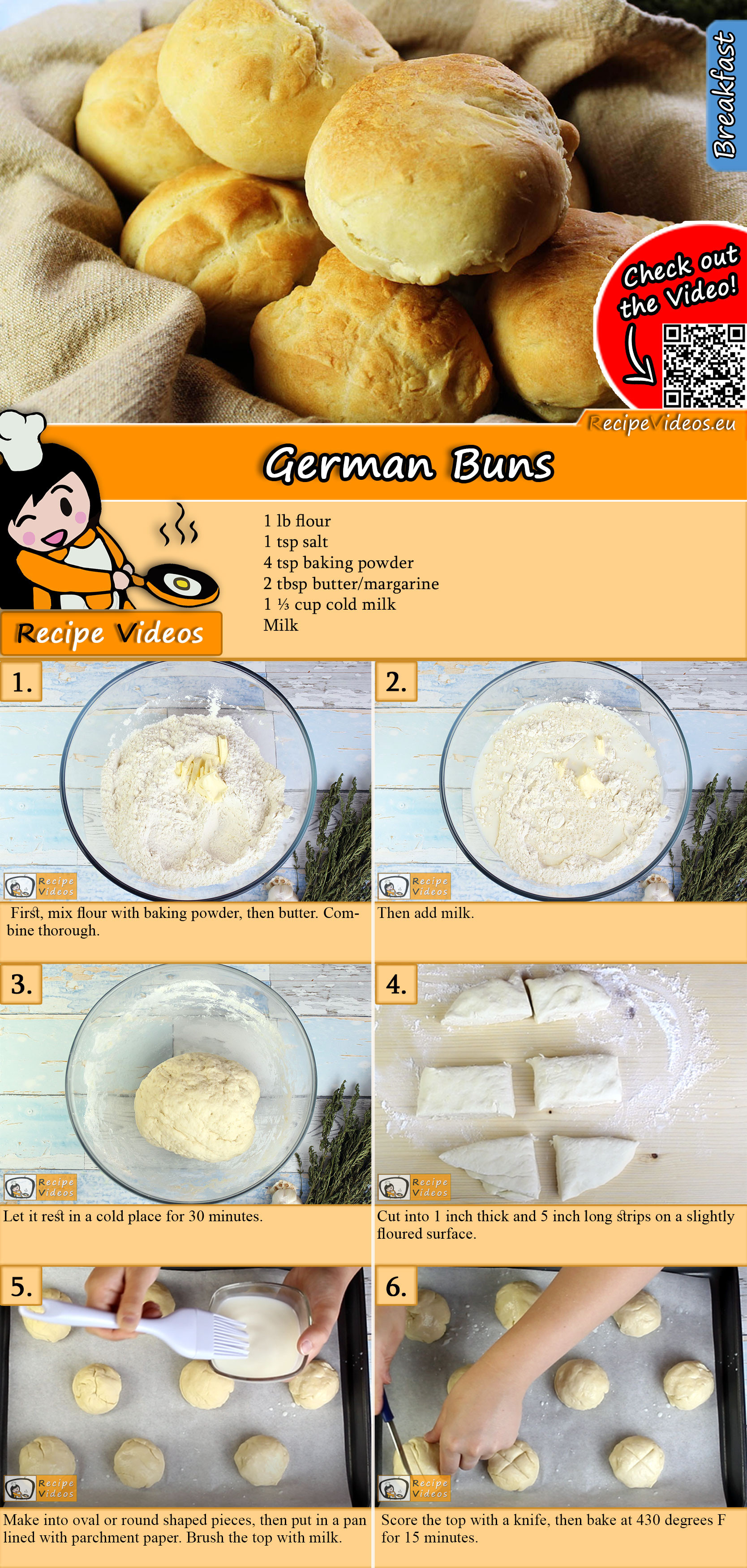 German Buns recipe with video