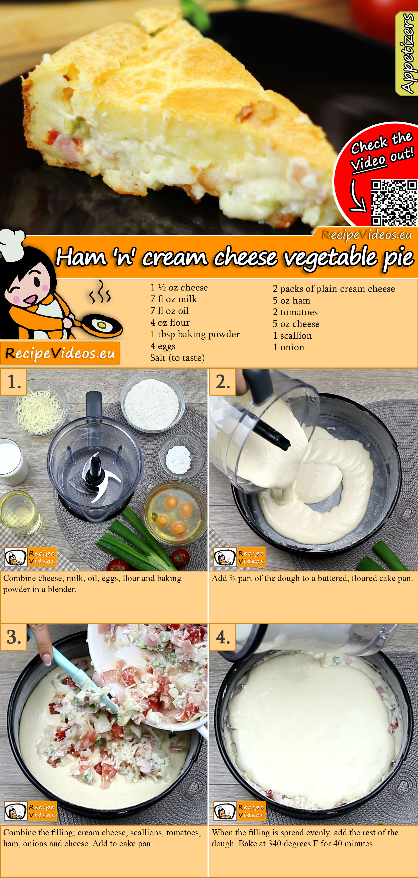 Ham ‘n’ cream cheese vegetable pie recipe with video