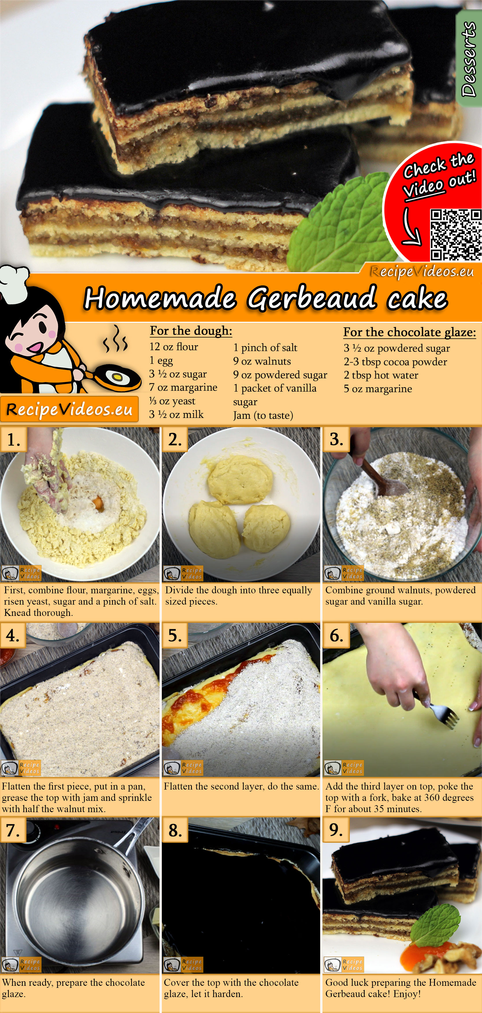 Homemade Gerbeaud cake recipe with video