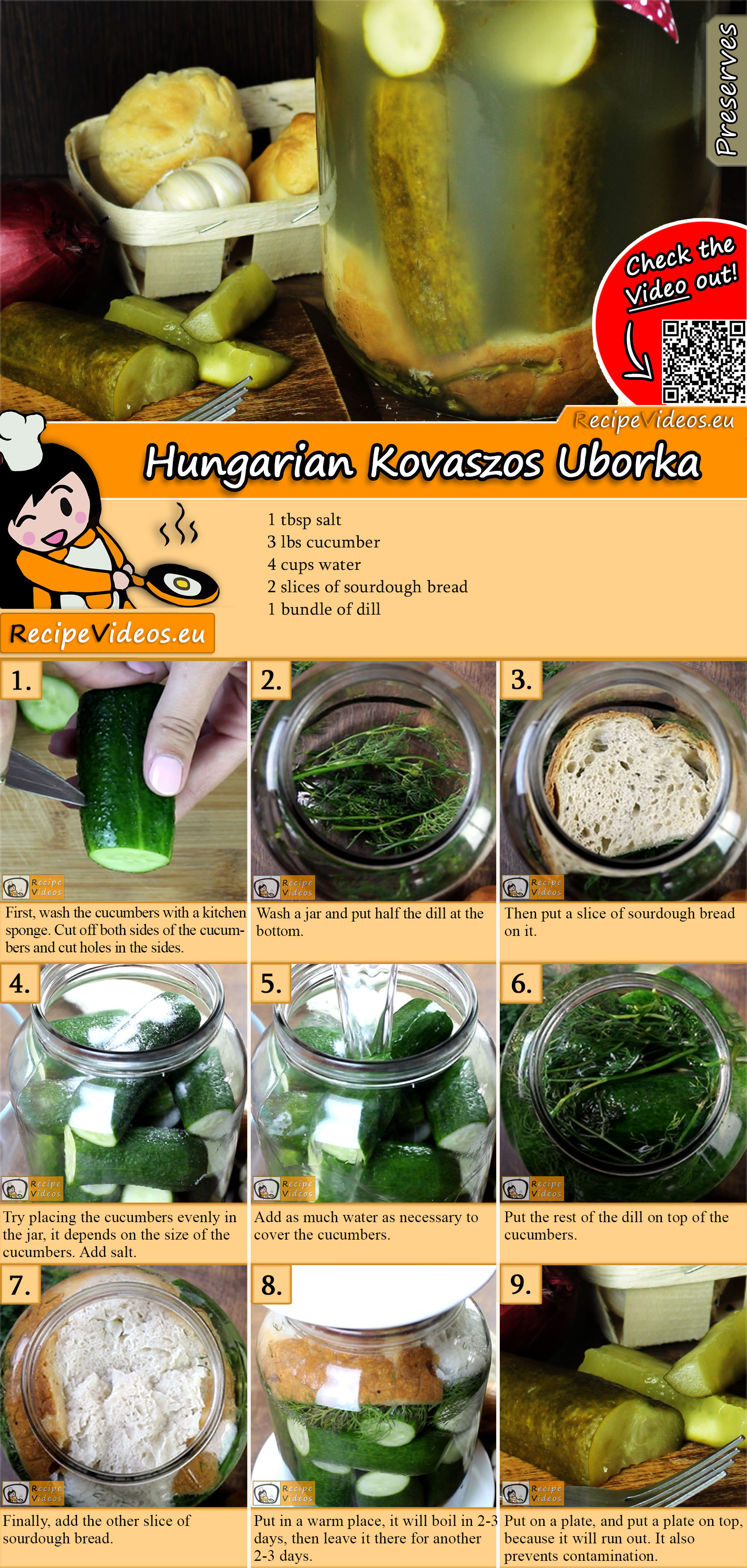 Hungarian Kovaszos Uborka (Sour Pickles) recipe with video