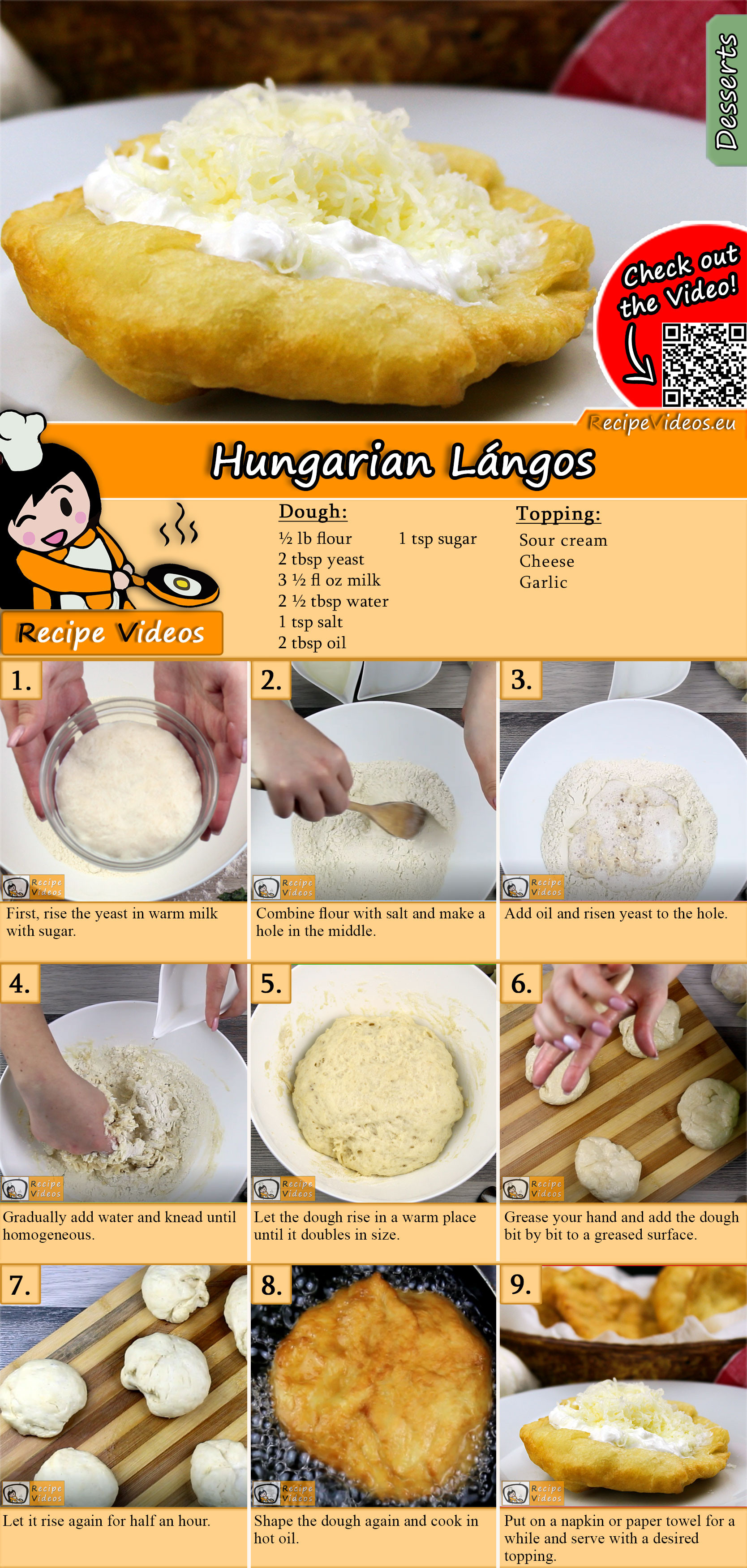 Hungarian Lángos recipe with video