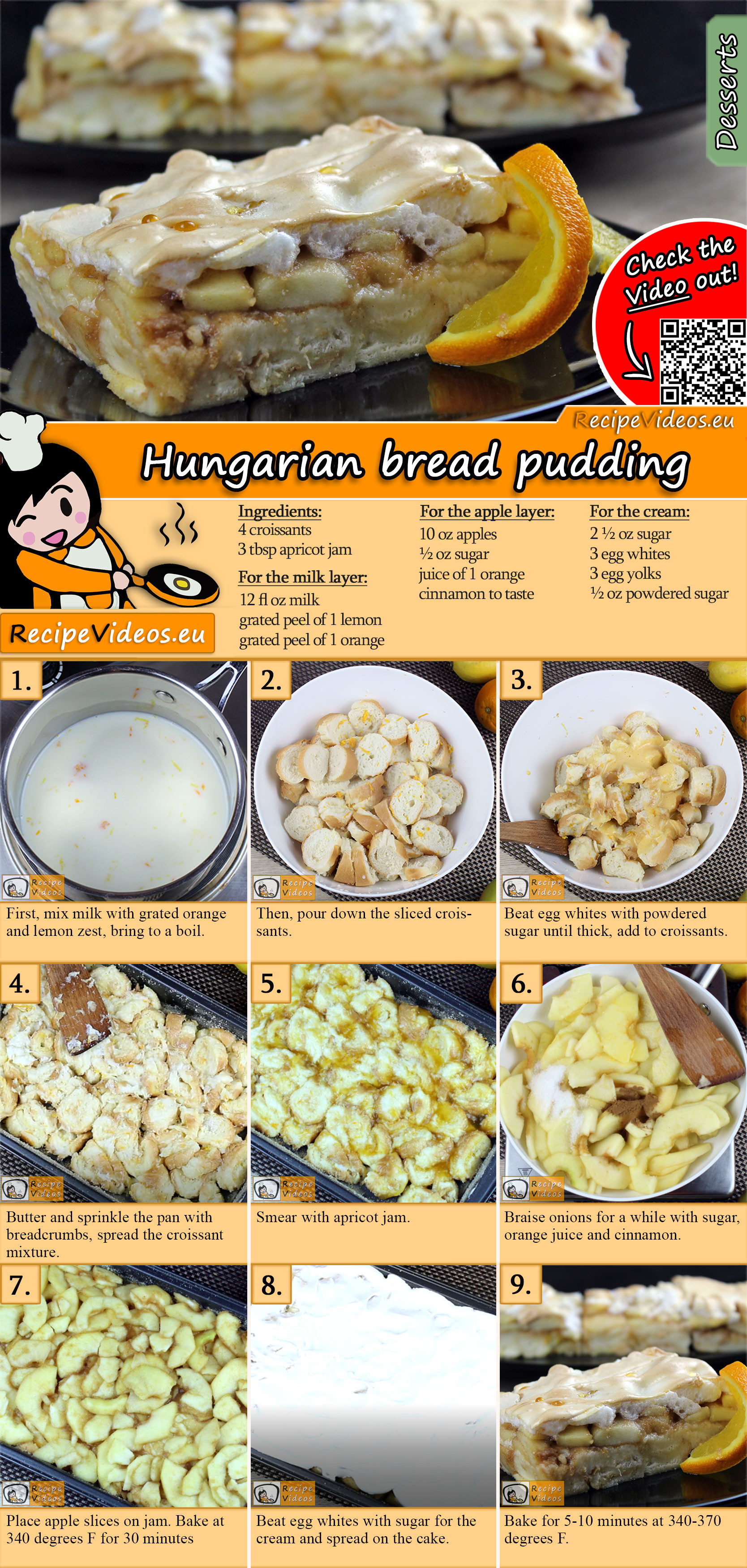 Hungarian bread pudding recipe with video