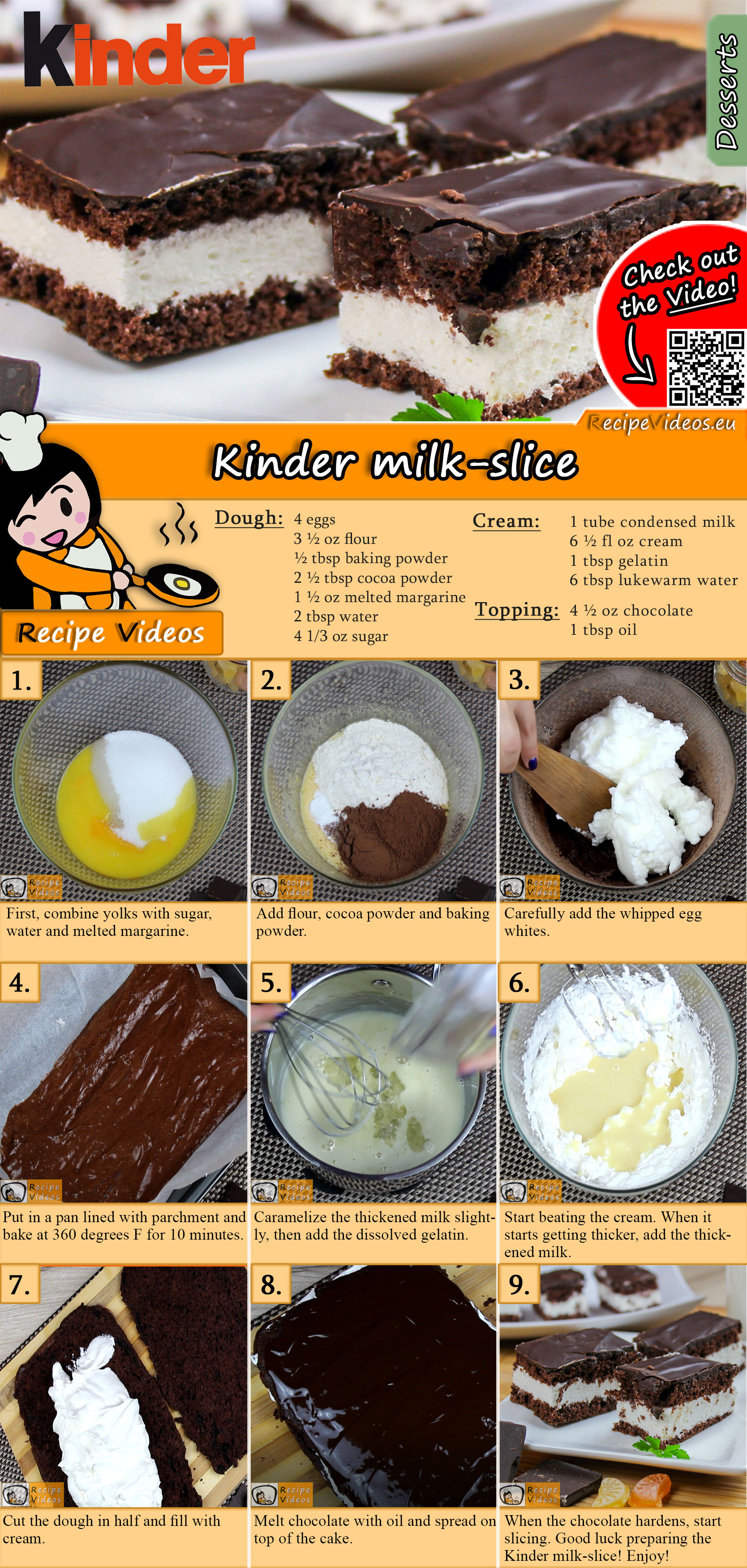 Kinder milk slice recipe with video