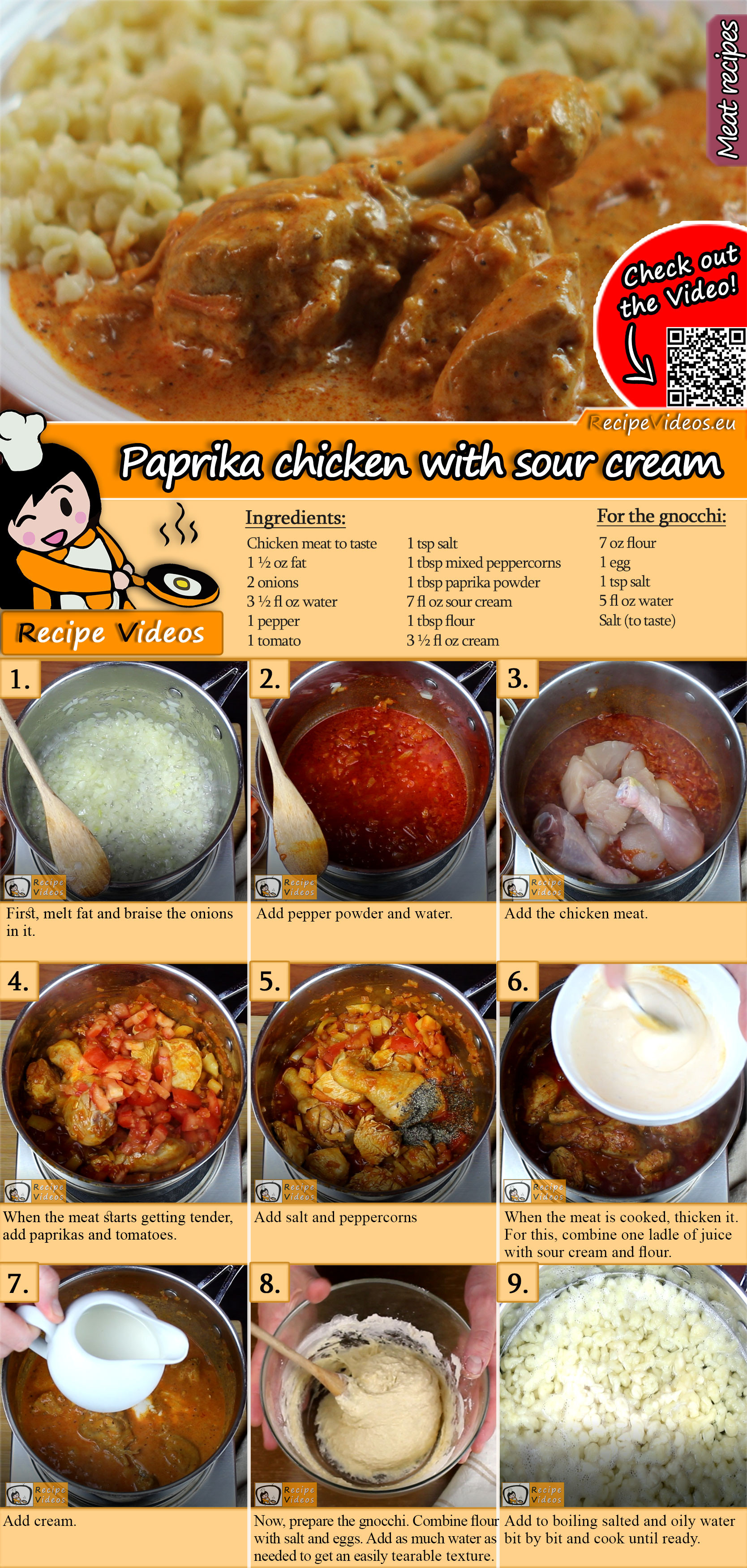 Paprika chicken with sour cream recipe with video