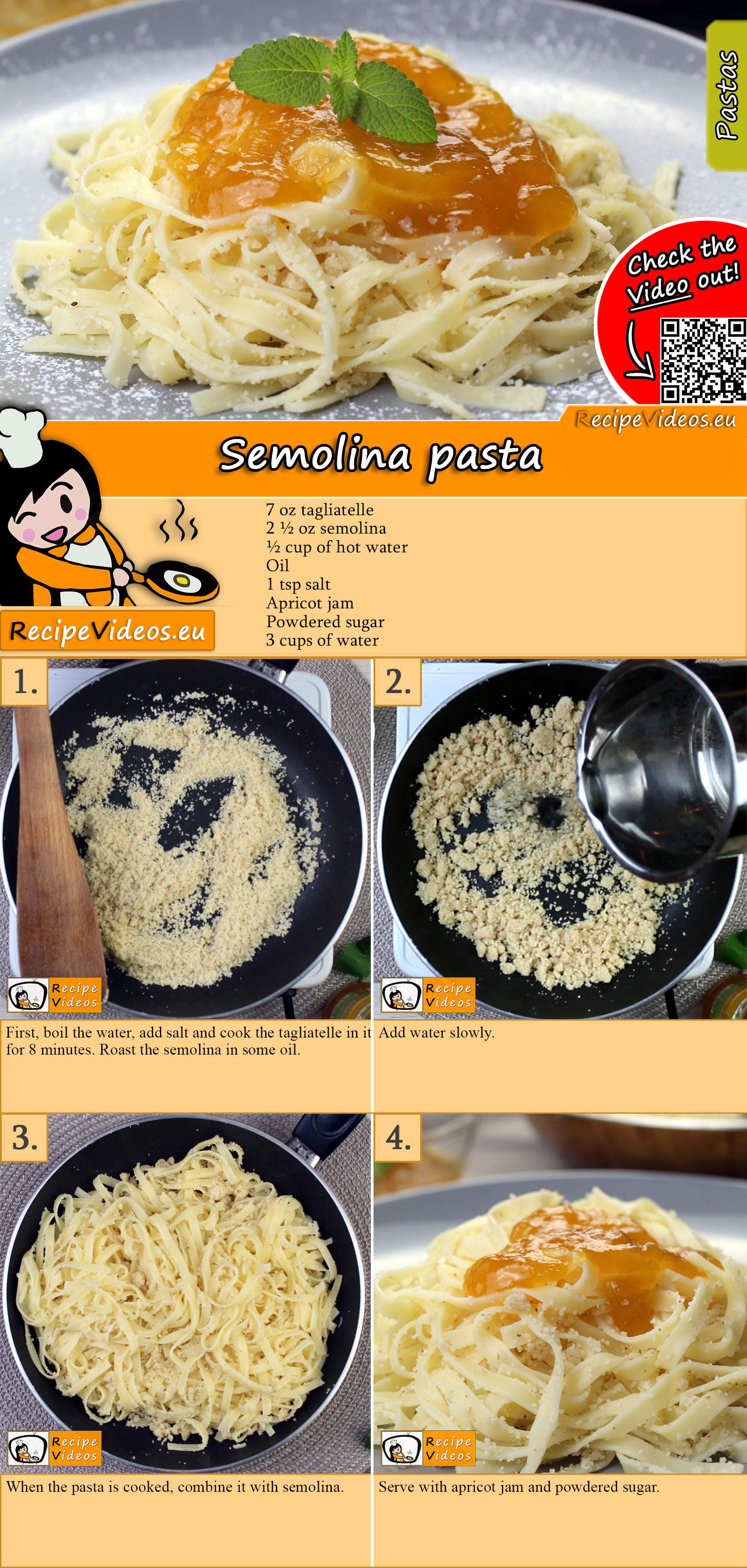 Semolina pasta recipe with video