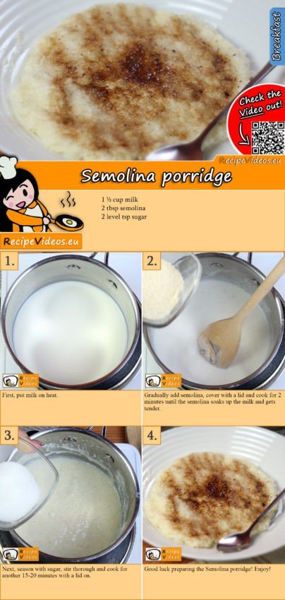 Semolina porridge recipe with video