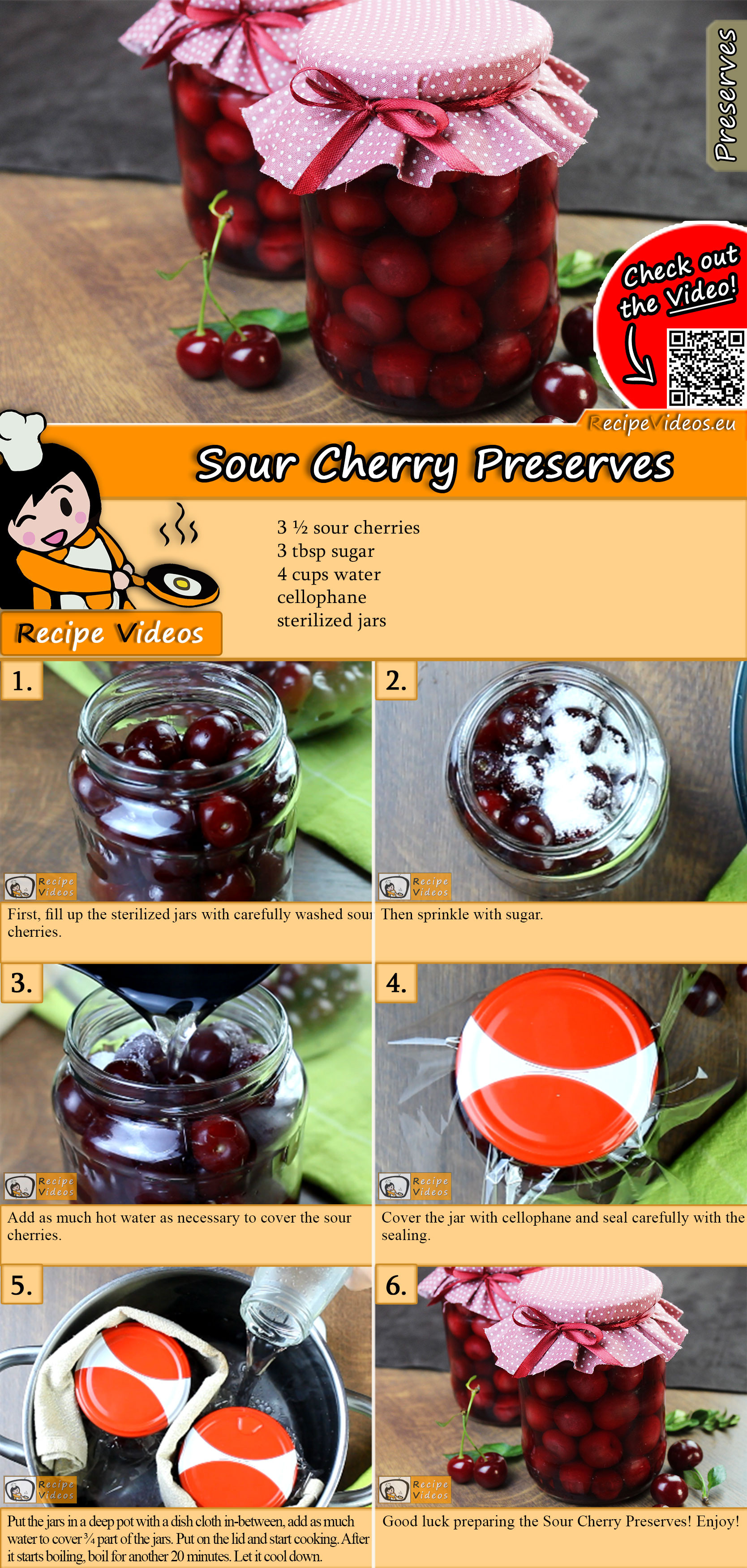 Sour cherry preserves recipe with video