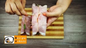 Stuffed chicken with feta cheese and rocket wrapped in ham recipe, how to make Stuffed chicken with feta cheese and rocket wrapped in ham step 7